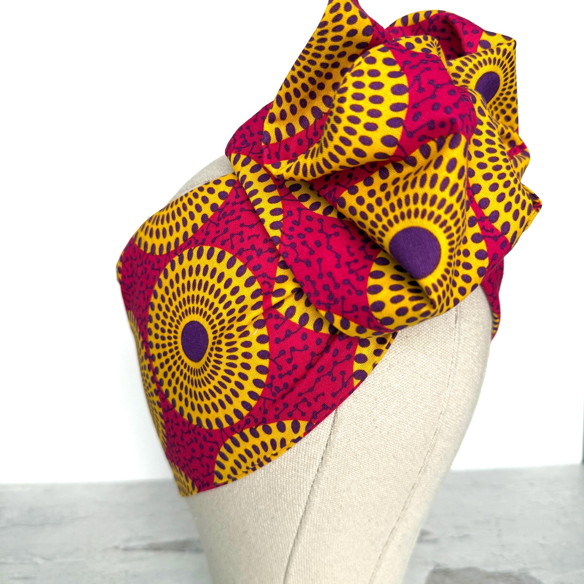 Extra Wide Adjustable Wire Headband African Print, Fuscia Yellow Purple Boho Wired Headband, Fabric Head Wrap, Turban, Gift for Her, Scarf