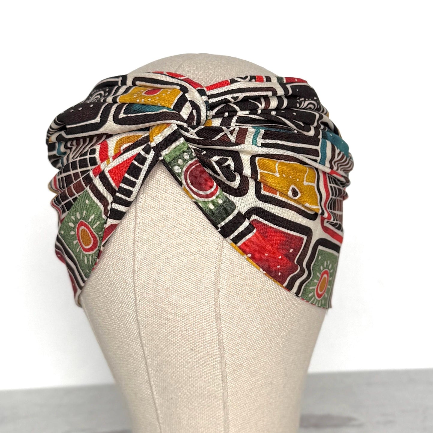 Extra Wide Adjustable Wire Headband, Multicolored Bold Earthy, Boho Wired Headband, Fabric Head Wrap, Turban, Gift idea, Bendable Scarf