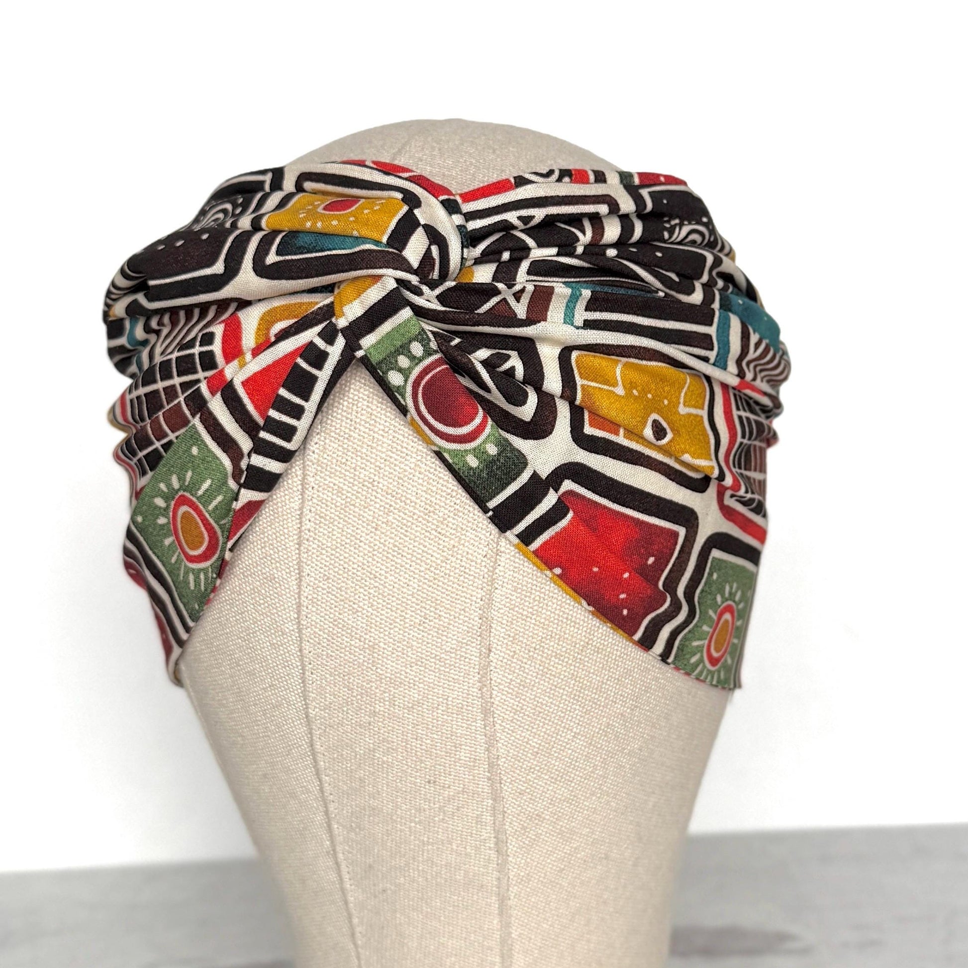Extra Wide Adjustable Wire Headband, Multicolored Bold Earthy, Boho Wired Headband, Fabric Head Wrap, Turban, Gift idea, Bendable Scarf