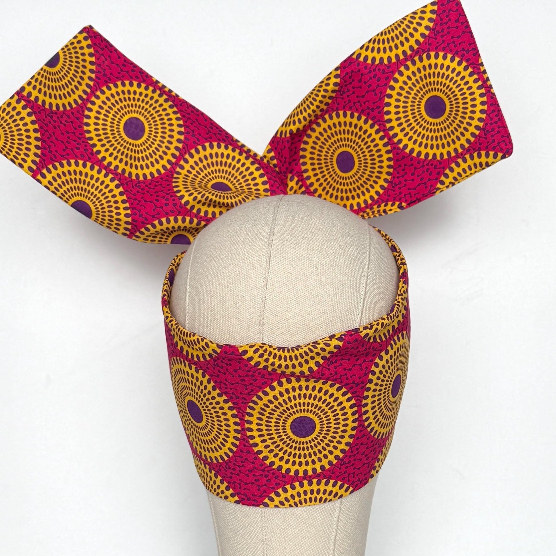 Extra Wide Adjustable Wire Headband African Print, Fuscia Yellow Purple Boho Wired Headband, Fabric Head Wrap, Turban, Gift for Her, Scarf