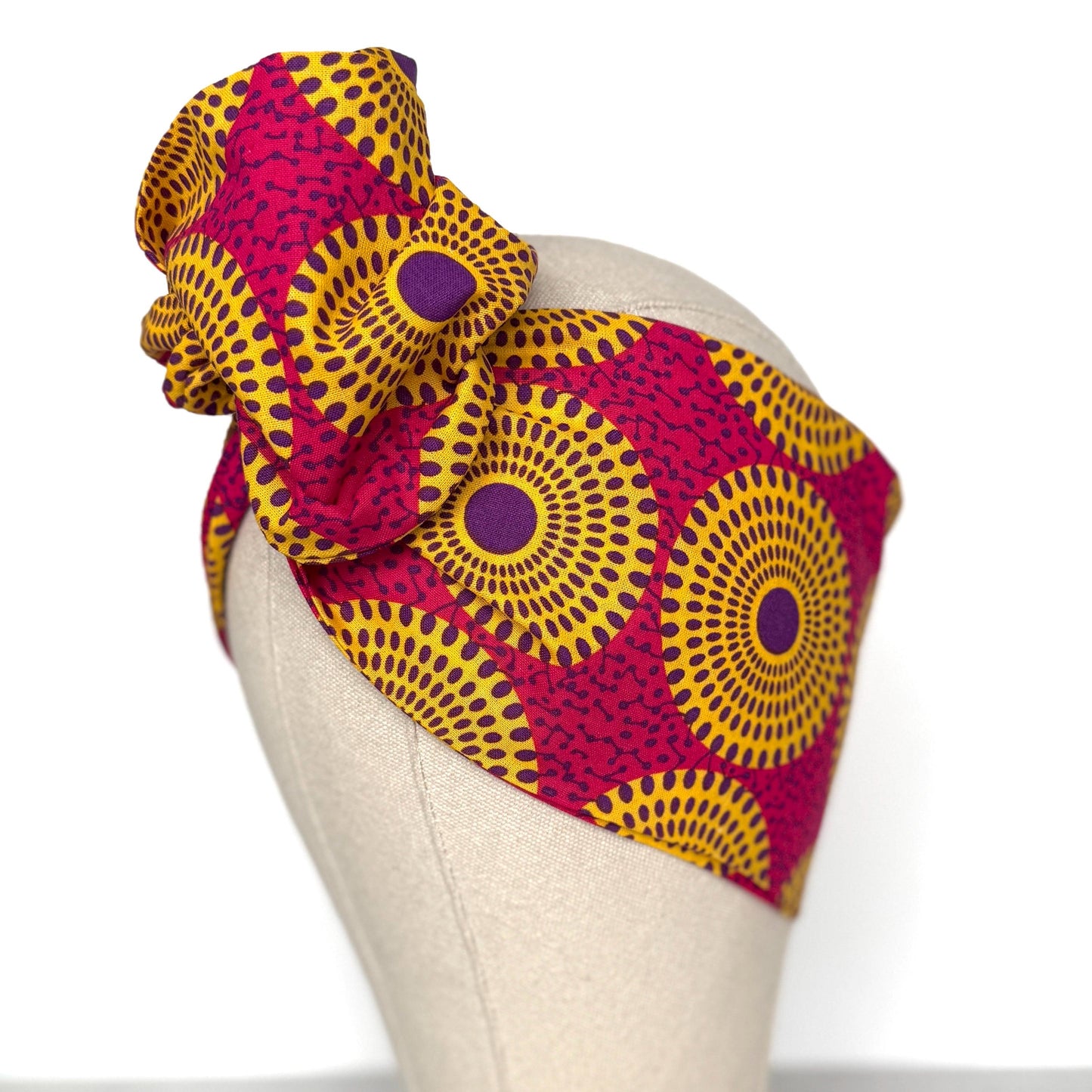 Extra Wide Adjustable Wire Headband African Print, Fuscia Yellow Purple Boho Wired Headband, Fabric Head Wrap, Turban, Gift for Her, Scarf