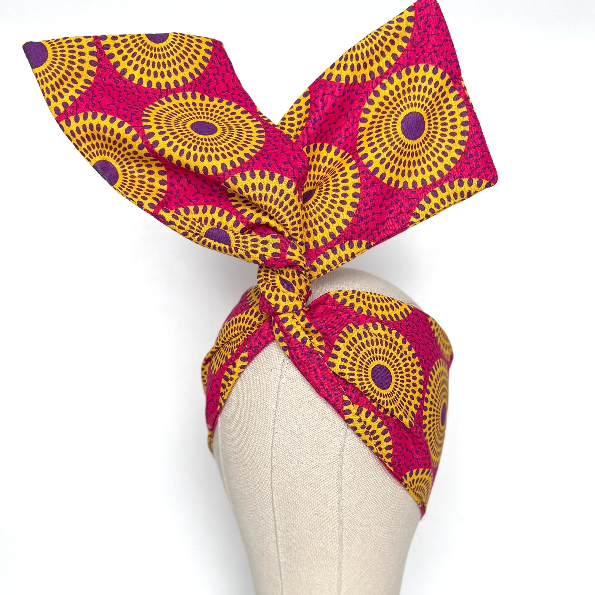 Extra Wide Adjustable Wire Headband African Print, Fuscia Yellow Purple Boho Wired Headband, Fabric Head Wrap, Turban, Gift for Her, Scarf