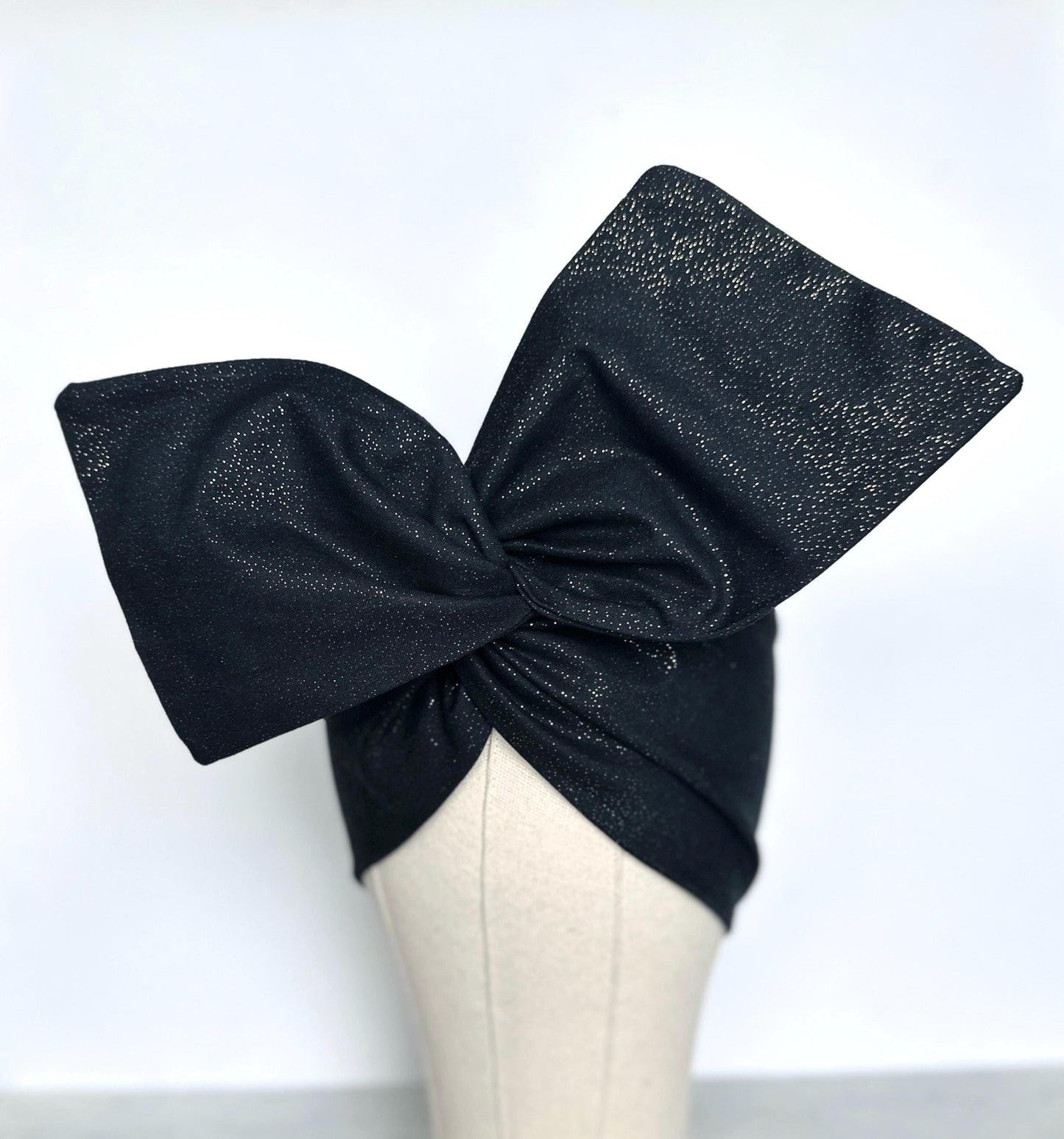 Extra Wide Bendable Wire Headband, Black & Gold Speckled Wired Head Wrap For Women, Adjustable Turban, Autumn Head Scarf