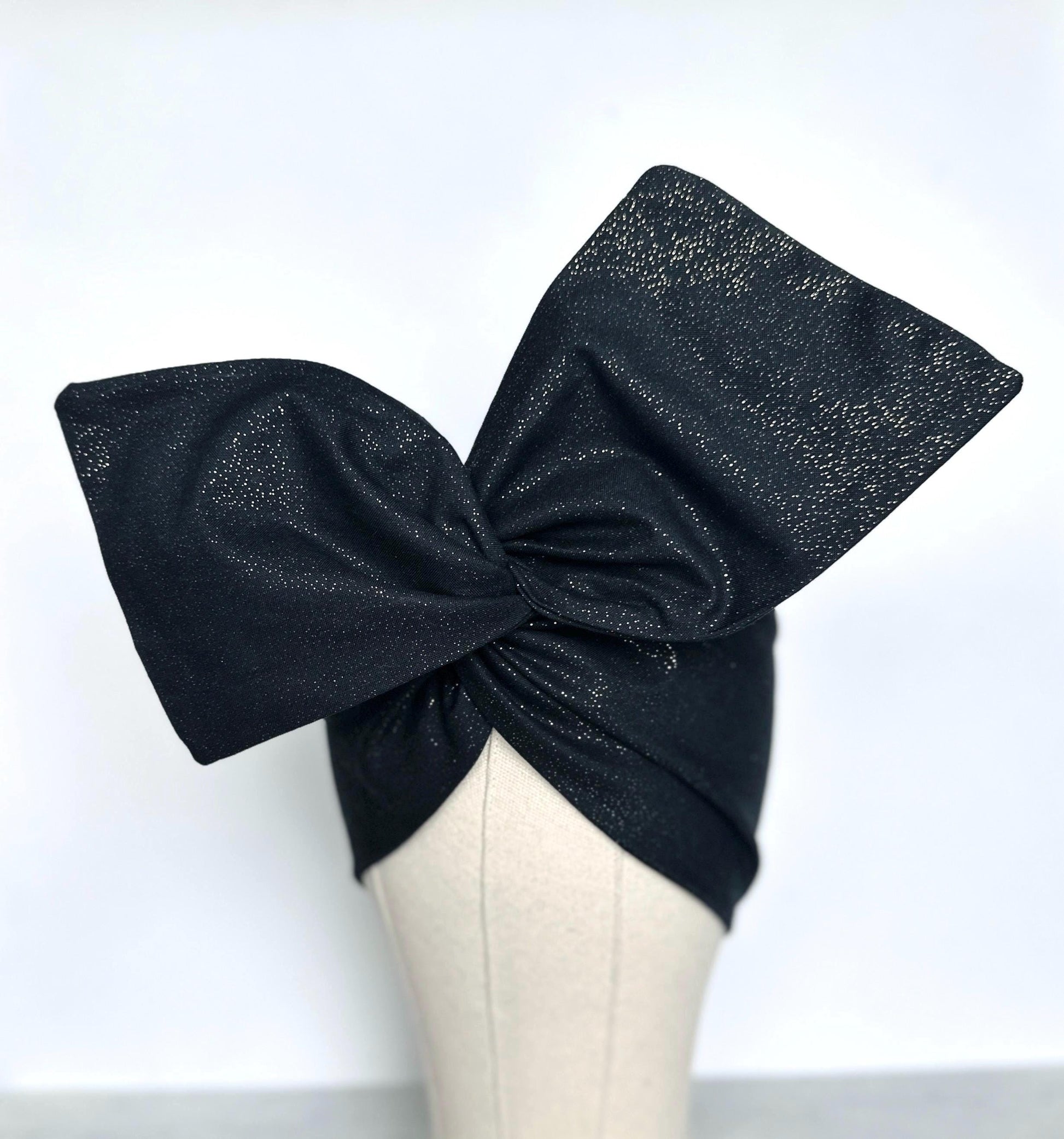 Extra Wide Bendable Wire Headband, Black & Gold Speckled Wired Head Wrap For Women, Adjustable Turban, Autumn Head Scarf