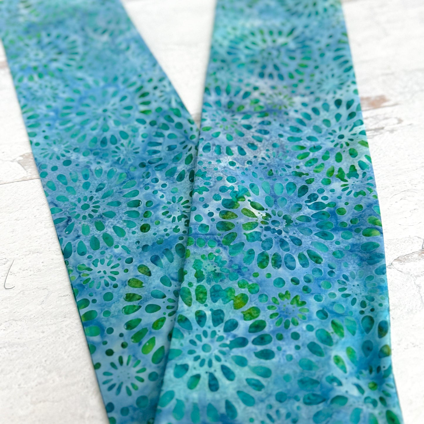 MIDI Wide Adjustable Wire Head Wrap, Teal Blue Green Batik FallHeadband, Headband For Women, Turban, Hair Accessories