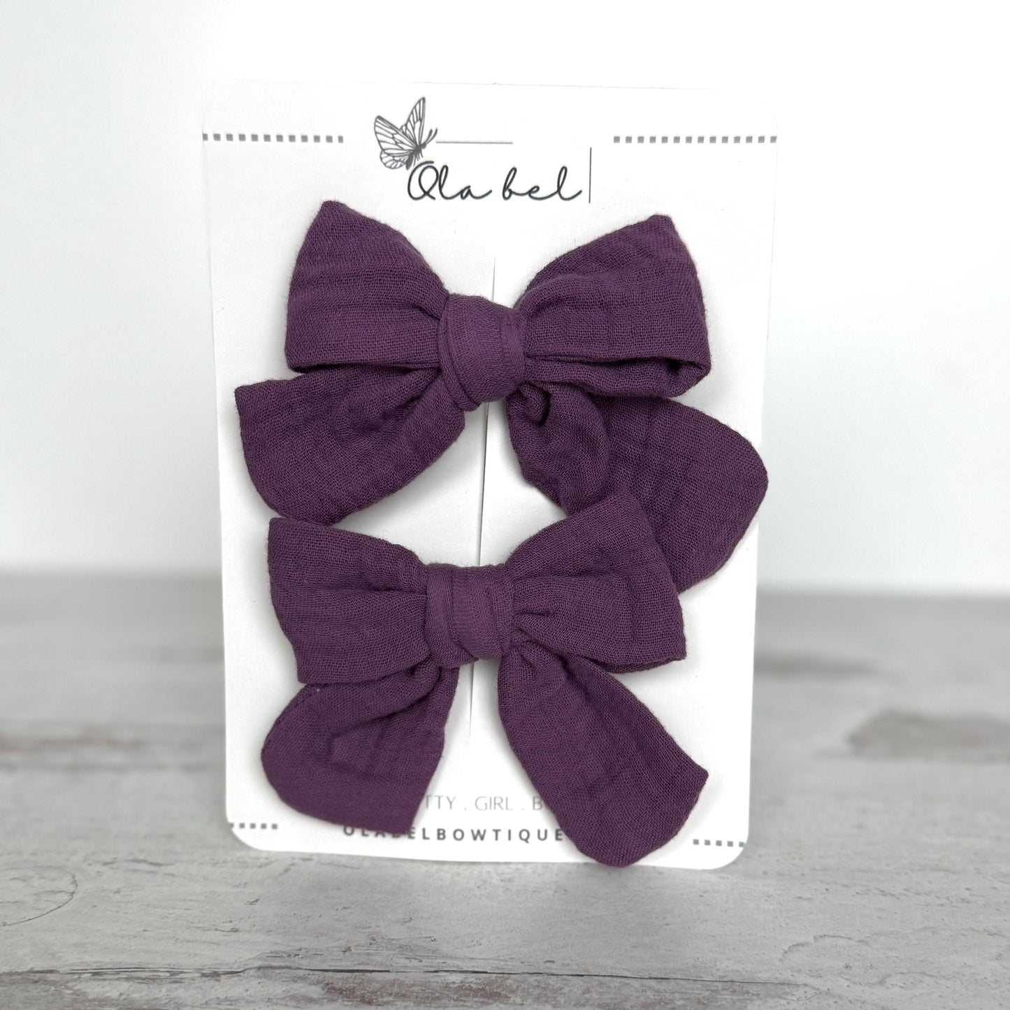 Gauze Muslin Cotton Hair Bow Set (2), Piggy Bows, Pink Burgundy Purple, Baby Toddler Infant Bows, Baby Headband