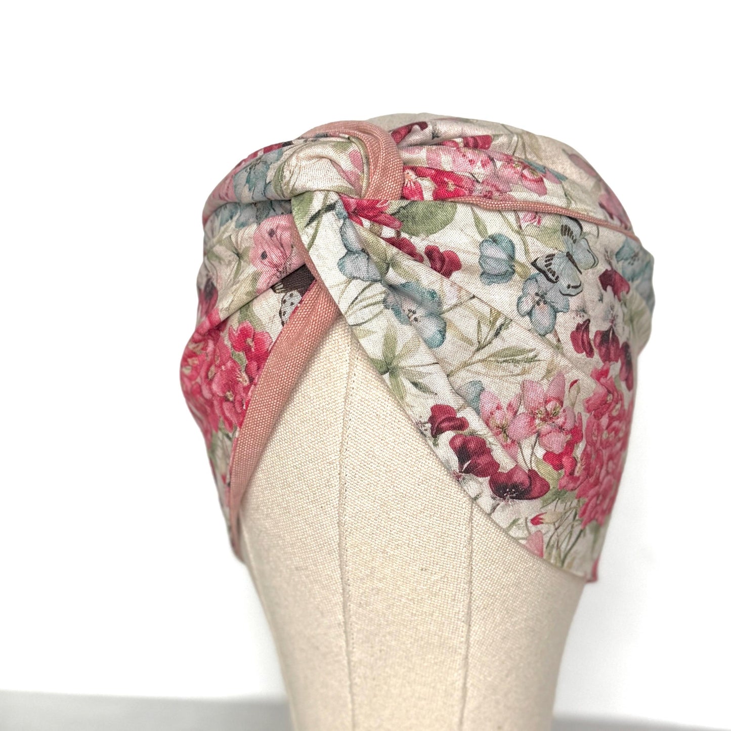 Extra Wide Reversible BENDABLE Wire Headband, Pink Denim & Floral Print Wired Head Wrap, Turban Accessories, Head Scarf, Bandana