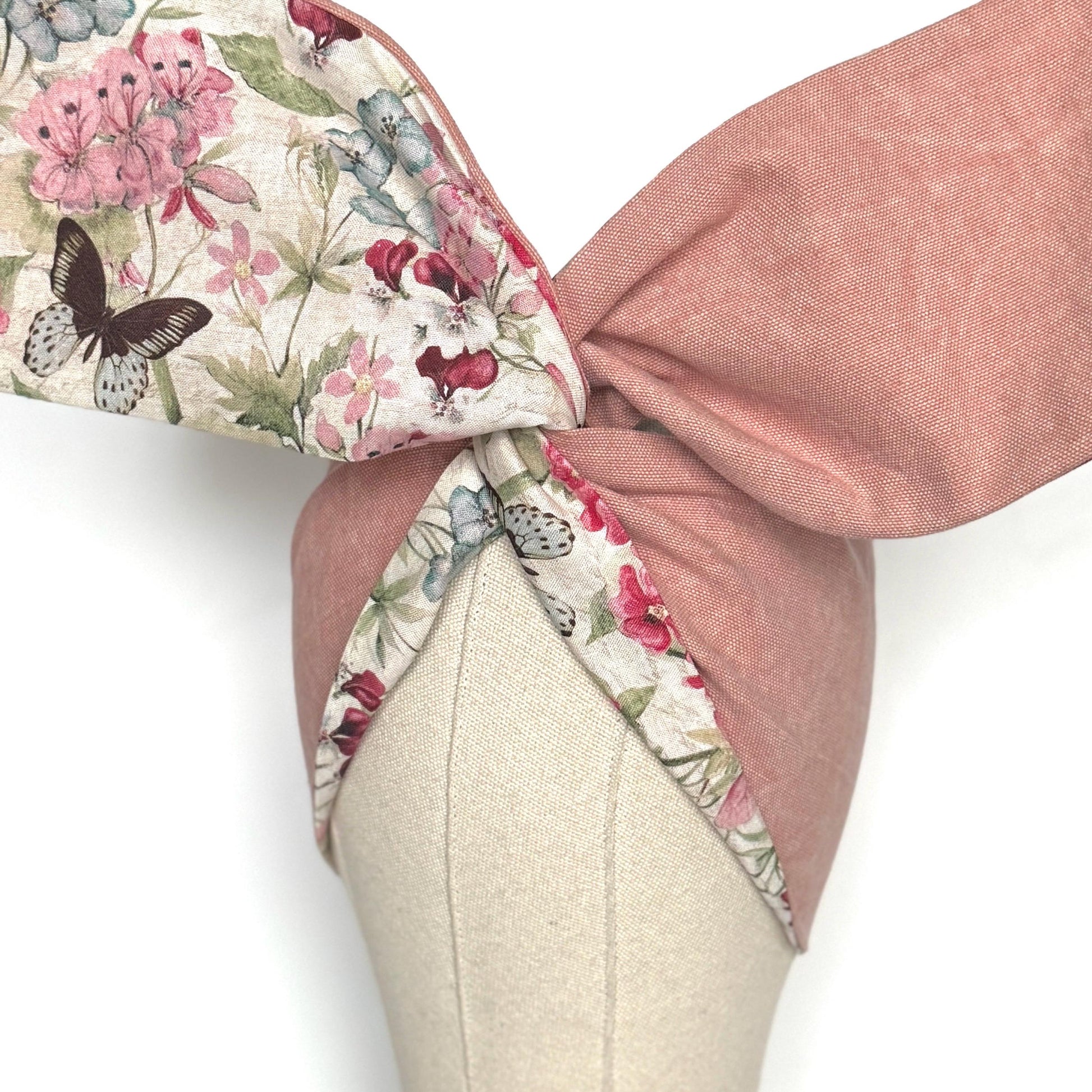 Extra Wide Reversible BENDABLE Wire Headband, Pink Denim & Floral Print Wired Head Wrap, Turban Accessories, Head Scarf, Bandana