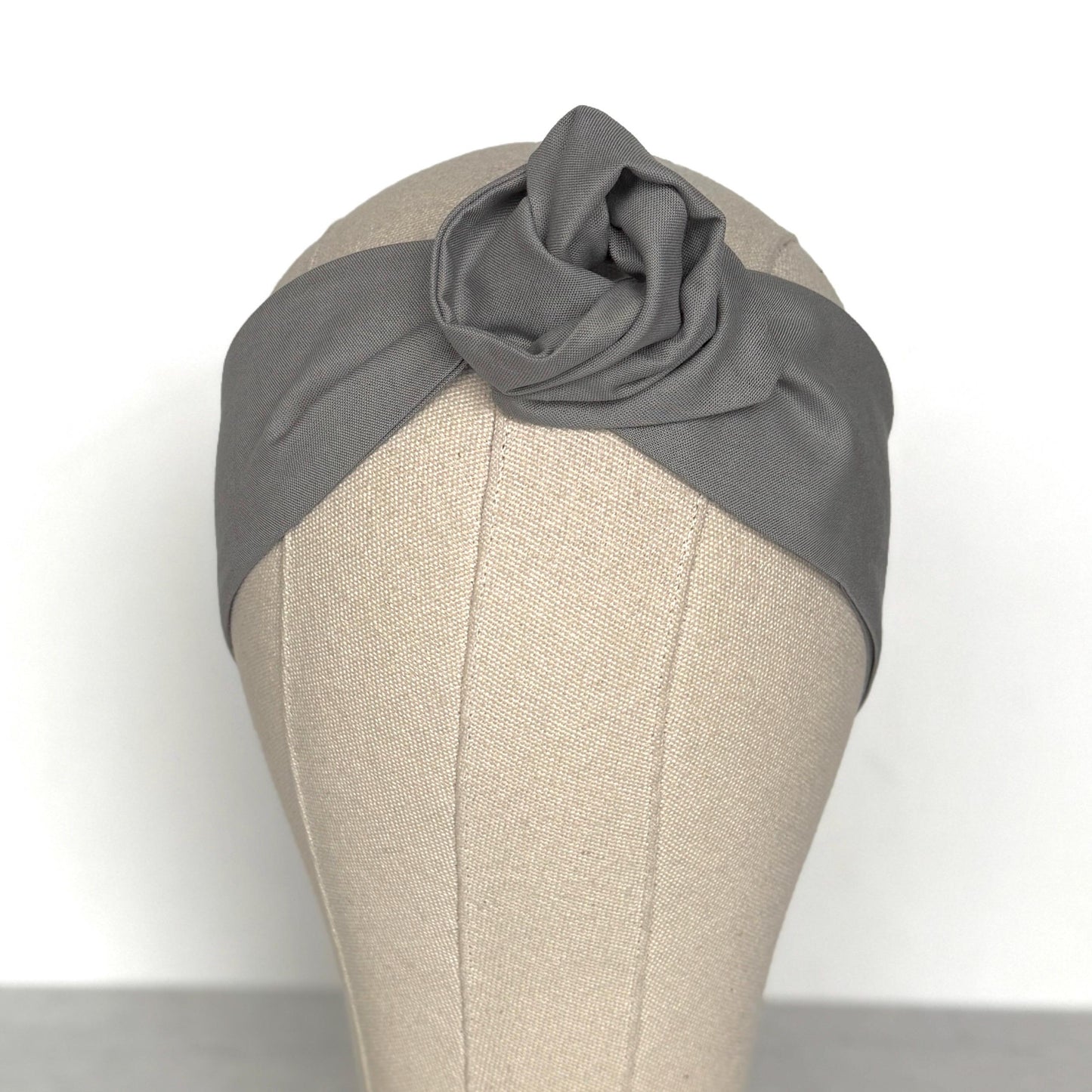 Mini Adjustable Wire Head Wrap, Grey Wired Headband, Bendable Gray Fabric Head Wrap, Women Head Scarf, Gift Ideas Mom Wife Friend