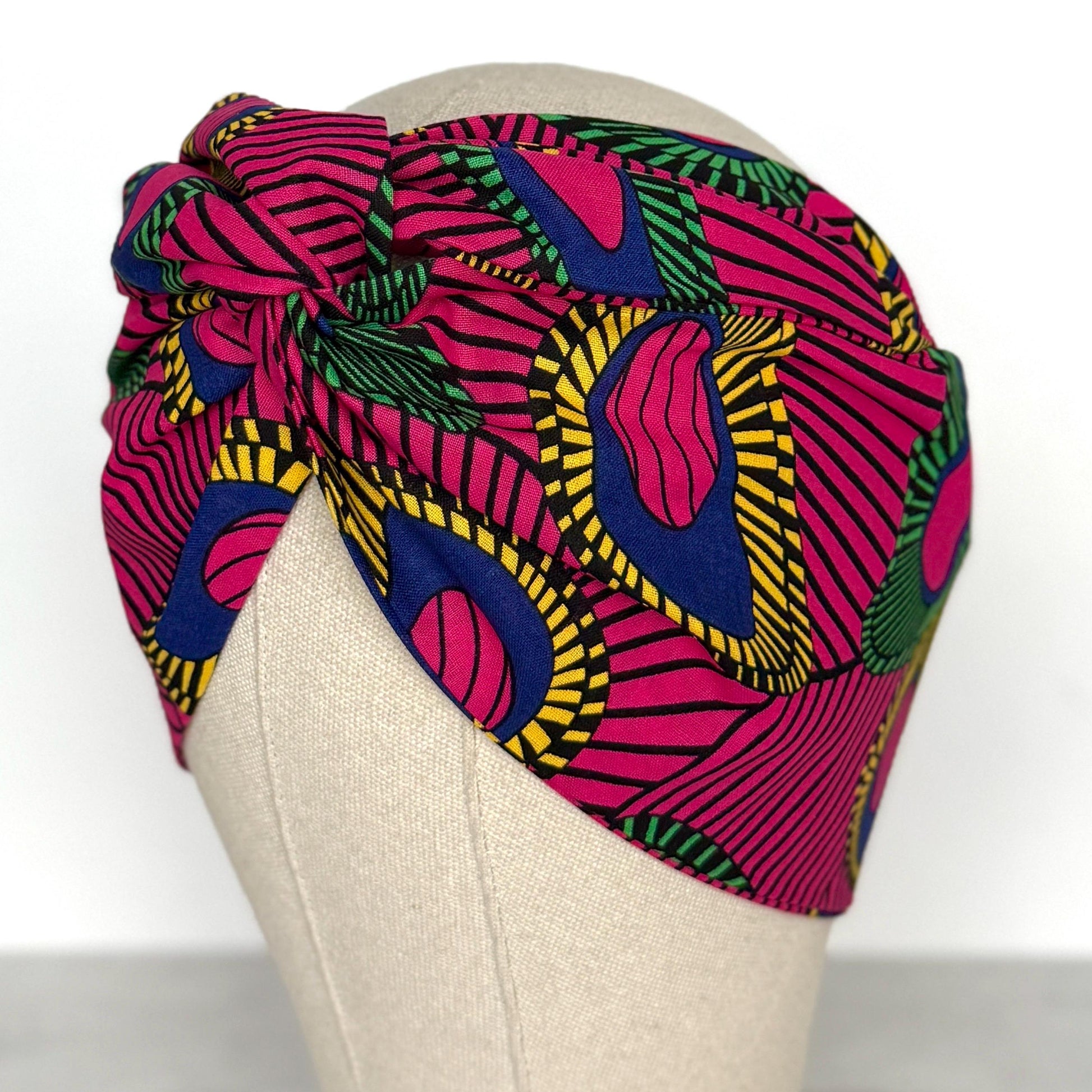 Extra Wide Adjustable Wire Headband African Print, Fuscia Yellow Purple Boho Wired Headband, Fabric Head Wrap, Turban, Gift for Her, Scarf
