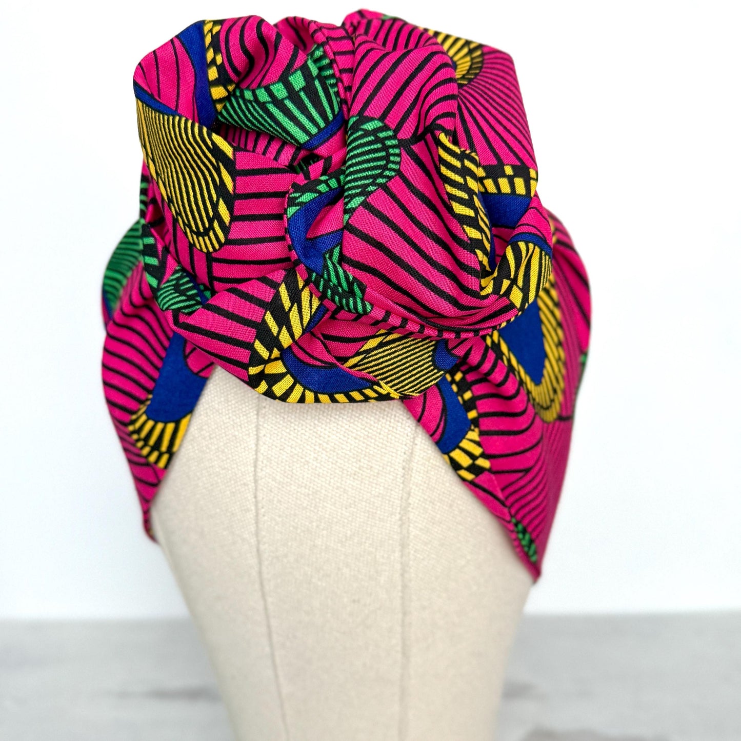 Extra Wide Adjustable Wire Headband African Print, Fuscia Yellow Purple Boho Wired Headband, Fabric Head Wrap, Turban, Gift for Her, Scarf