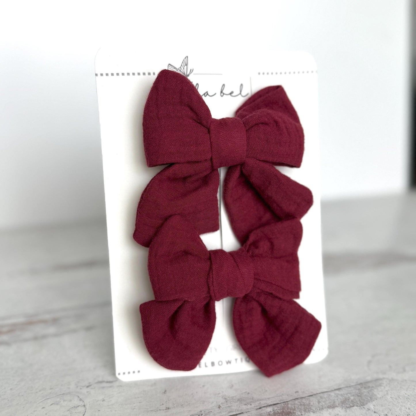 Gauze Muslin Cotton Hair Bow Set (2), Piggy Bows, Pink Burgundy Purple, Baby Toddler Infant Bows, Baby Headband