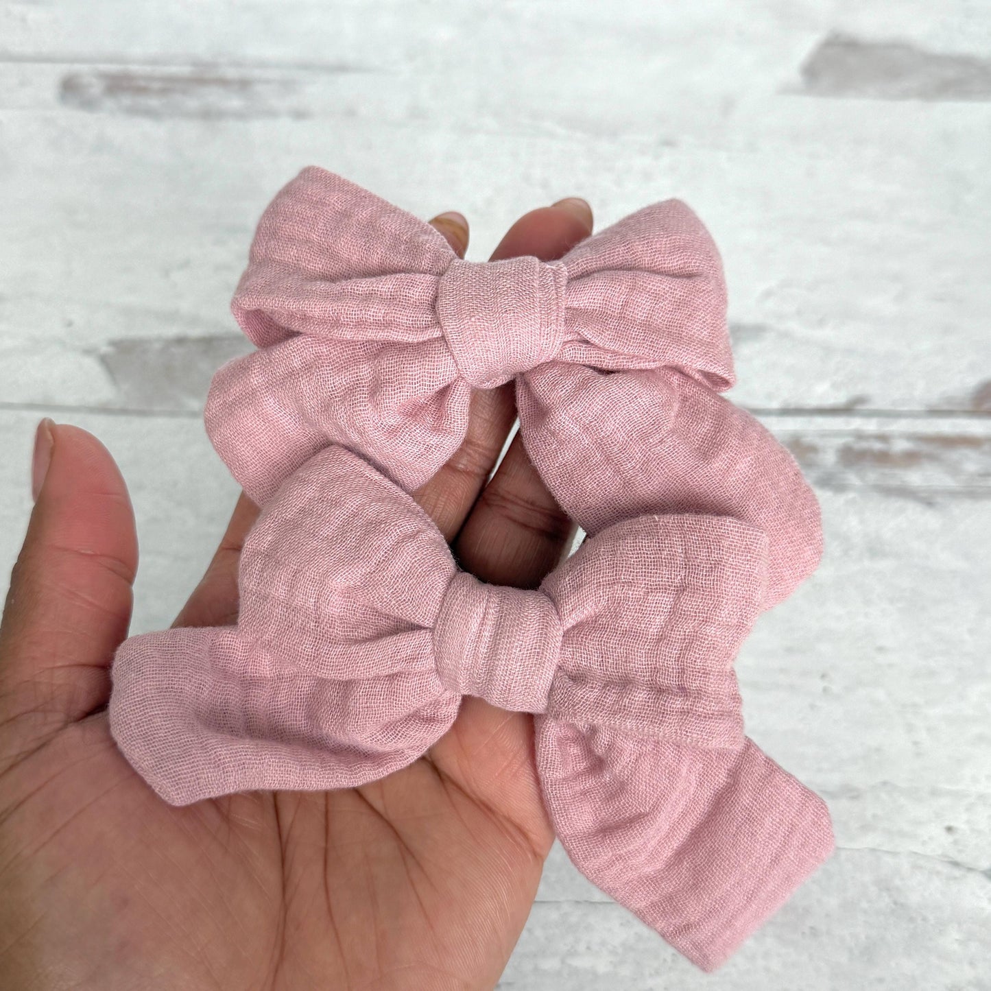 Gauze Muslin Cotton Hair Bow Set (2), Piggy Bows, Pink Burgundy Purple, Baby Toddler Infant Bows, Baby Headband