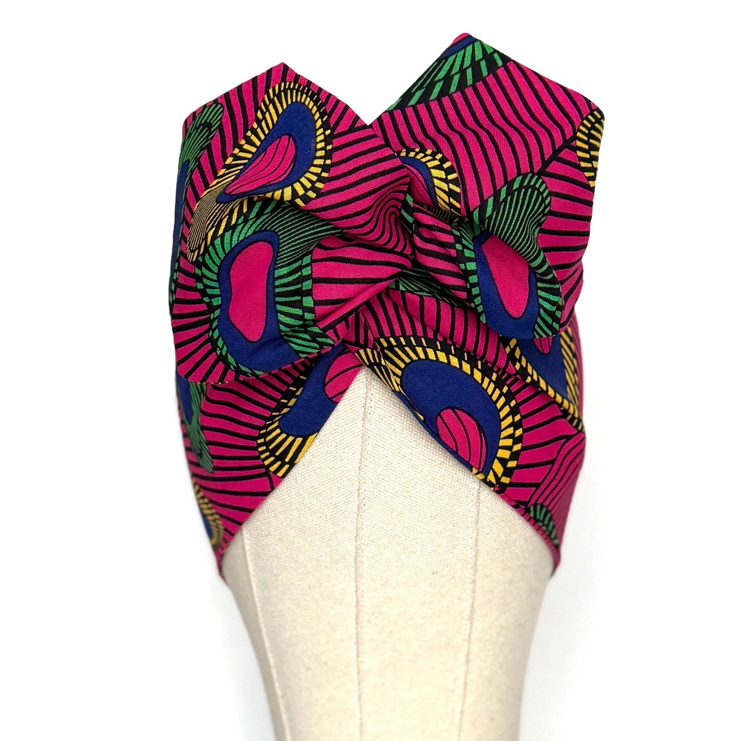 Extra Wide Adjustable Wire Headband African Print, Fuscia Yellow Purple Boho Wired Headband, Fabric Head Wrap, Turban, Gift for Her, Scarf