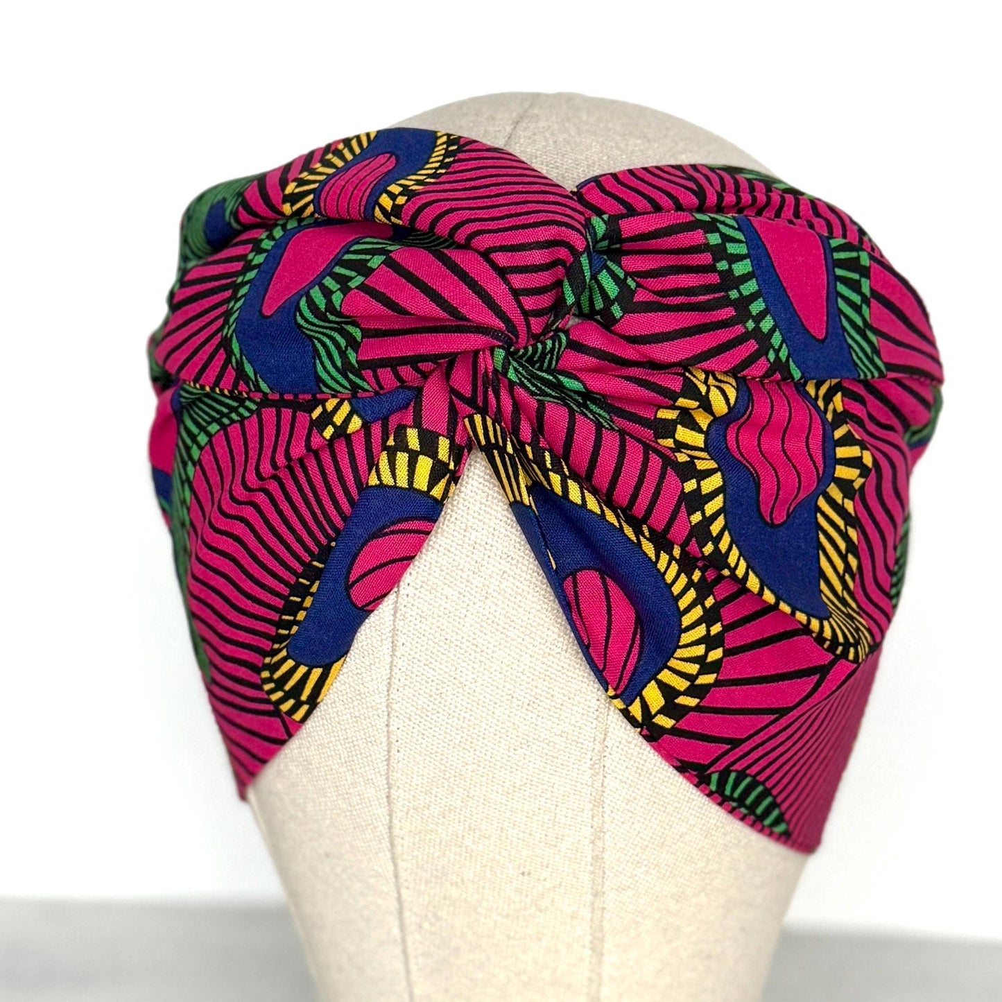 Extra Wide Adjustable Wire Headband African Print, Fuscia Yellow Purple Boho Wired Headband, Fabric Head Wrap, Turban, Gift for Her, Scarf