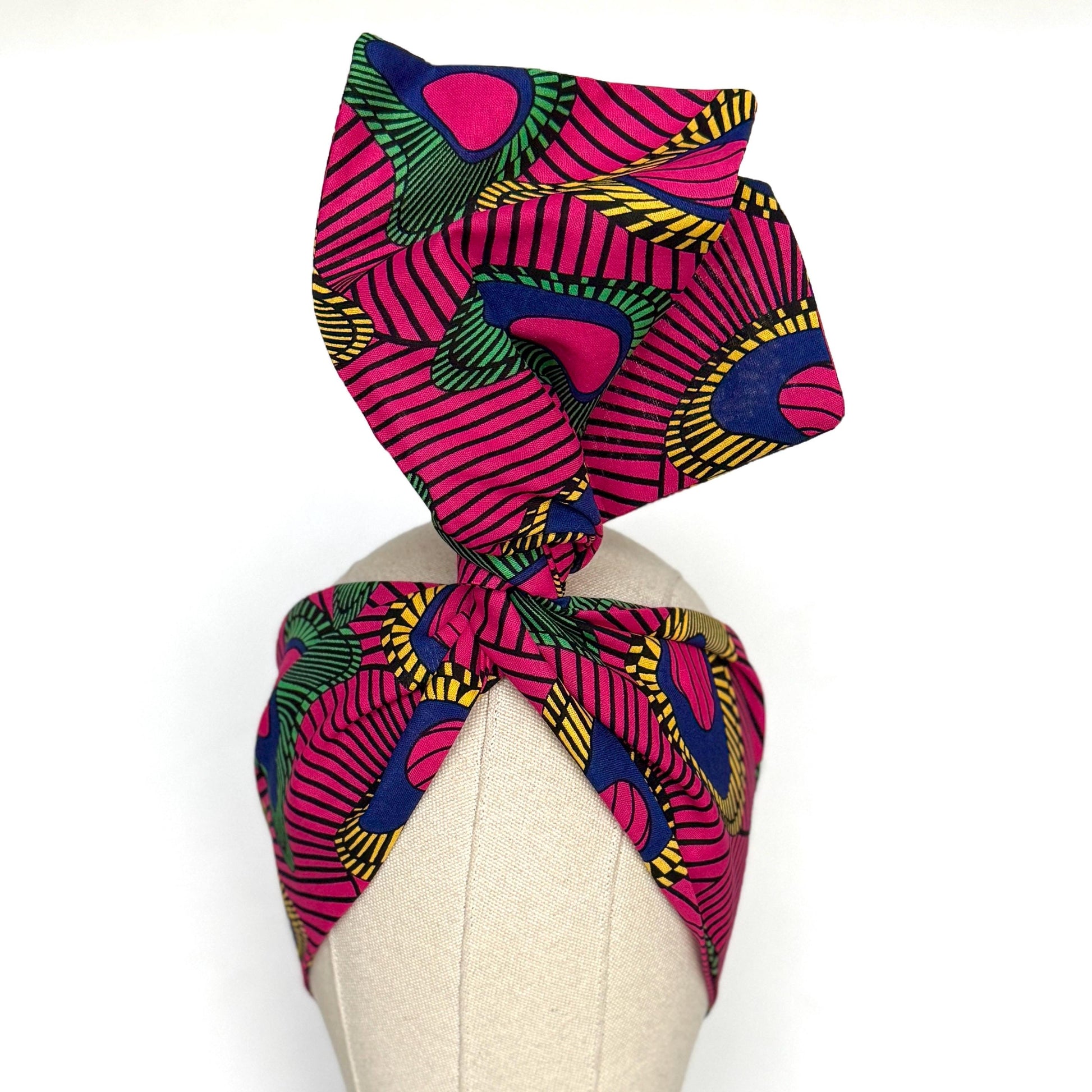 Extra Wide Adjustable Wire Headband African Print, Fuscia Yellow Purple Boho Wired Headband, Fabric Head Wrap, Turban, Gift for Her, Scarf