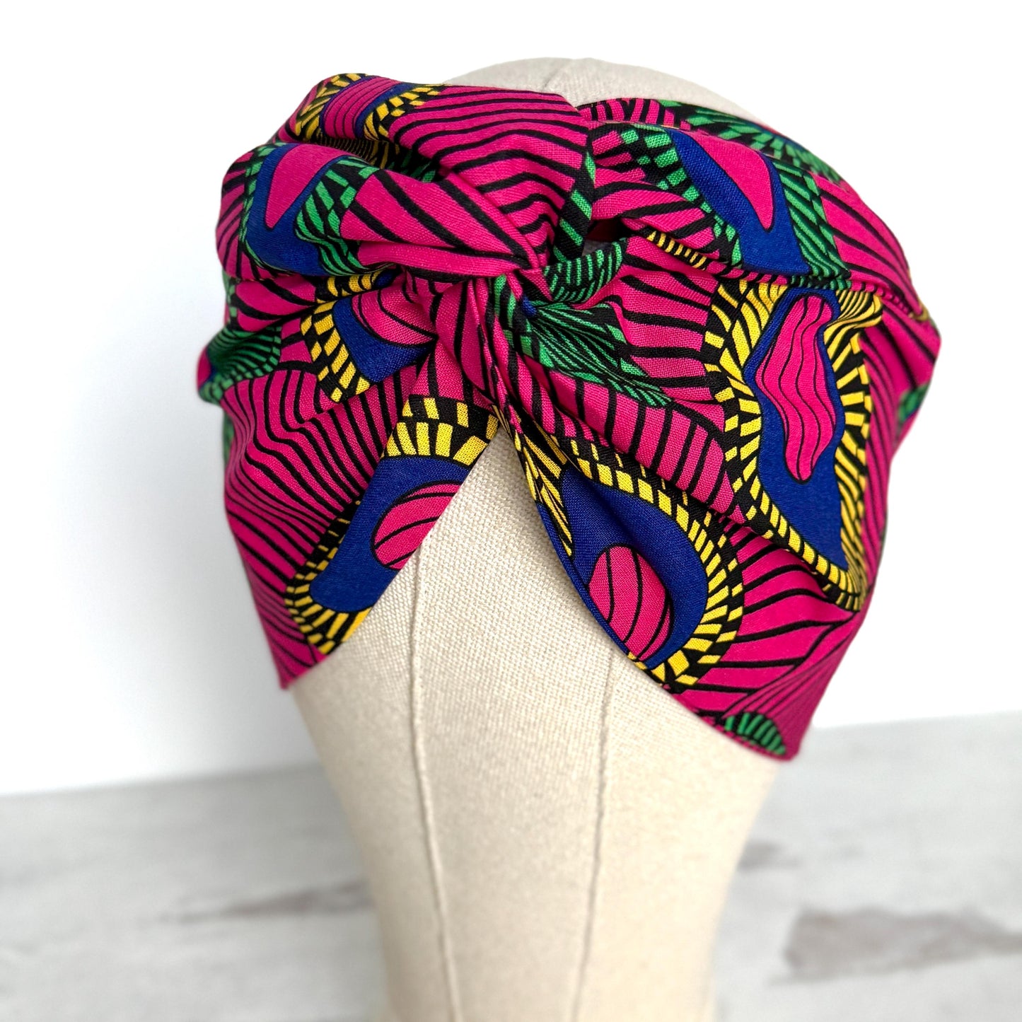 Extra Wide Adjustable Wire Headband African Print, Fuscia Yellow Purple Boho Wired Headband, Fabric Head Wrap, Turban, Gift for Her, Scarf