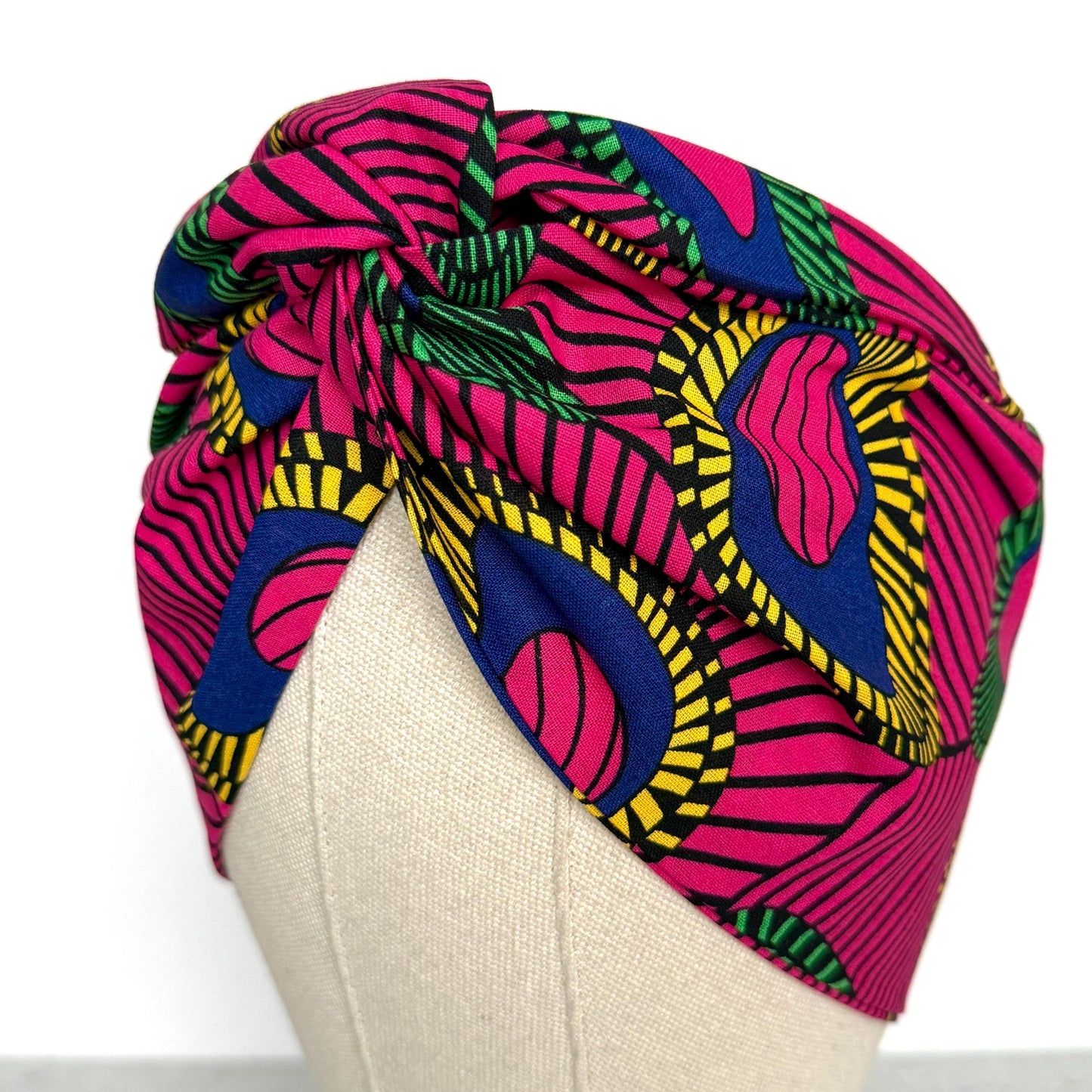 Extra Wide Adjustable Wire Headband African Print, Fuscia Yellow Purple Boho Wired Headband, Fabric Head Wrap, Turban, Gift for Her, Scarf