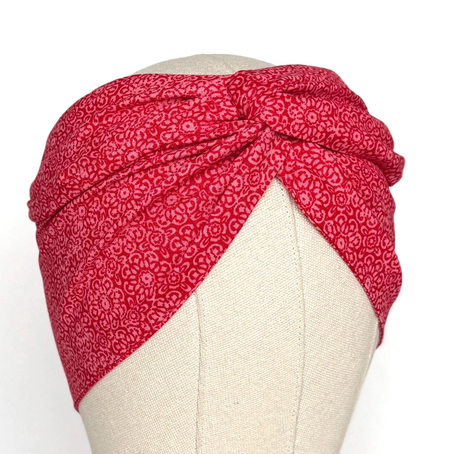 Extra Wide Adjustable Wire Headband, Red White Medallion Print, Boho Wired Headband, Fabric Head Wrap, Turban, Gift for Her, Bendable Scarf