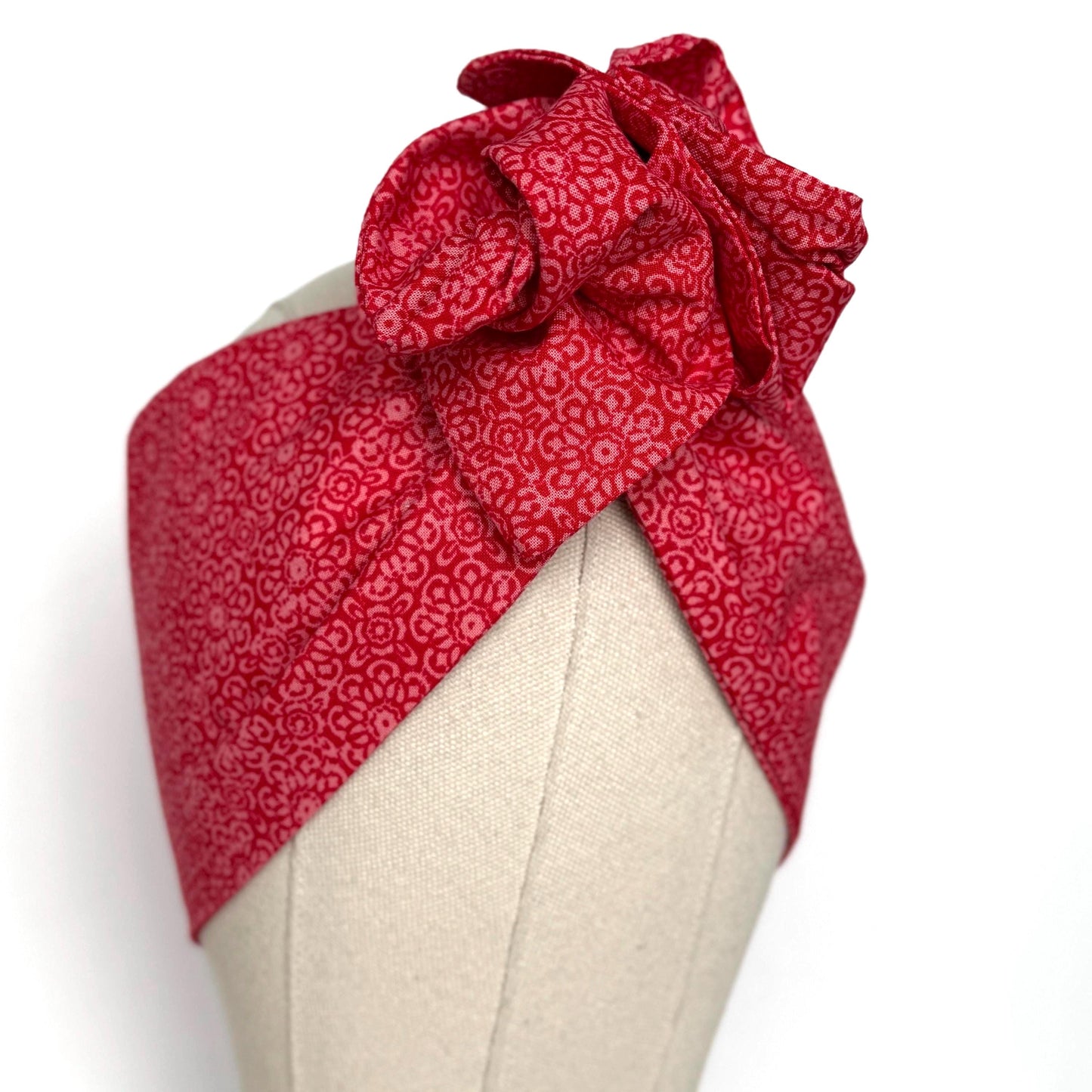 Extra Wide Adjustable Wire Headband, Red White Medallion Print, Boho Wired Headband, Fabric Head Wrap, Turban, Gift for Her, Bendable Scarf