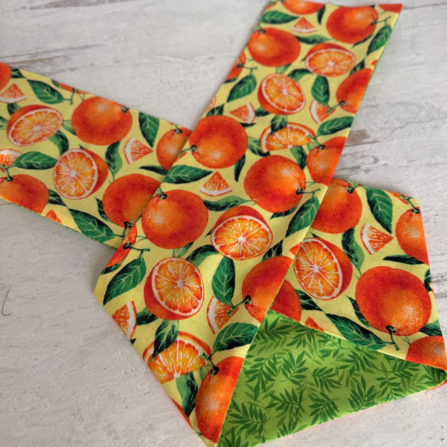 Extra Wide Reversible Adjustable Wire Headband, Tropical Orange Lime Green Floral Print, Wired Head Wrap, Vacation Head Wrap BendableTurban