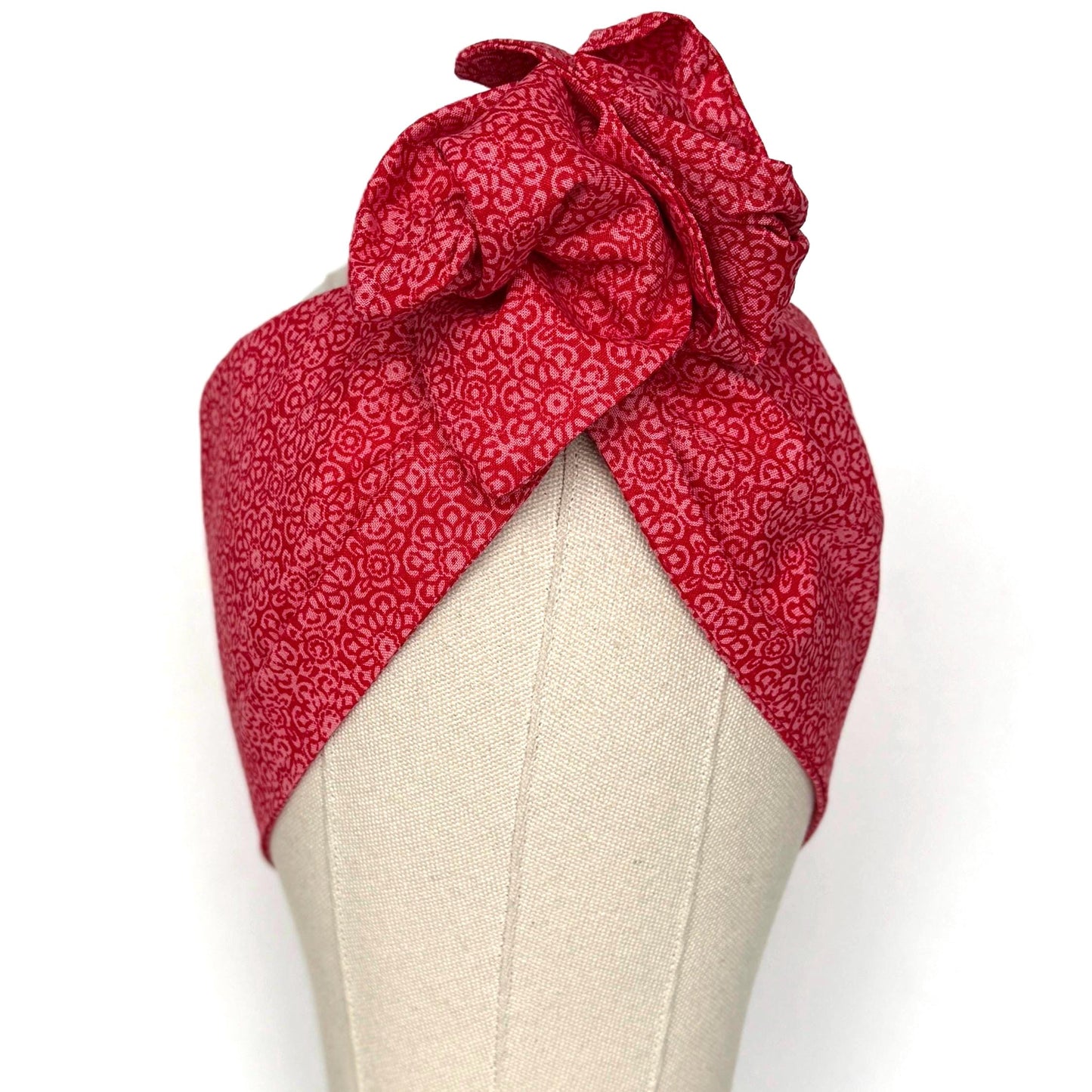 Extra Wide Adjustable Wire Headband, Red White Medallion Print, Boho Wired Headband, Fabric Head Wrap, Turban, Gift for Her, Bendable Scarf