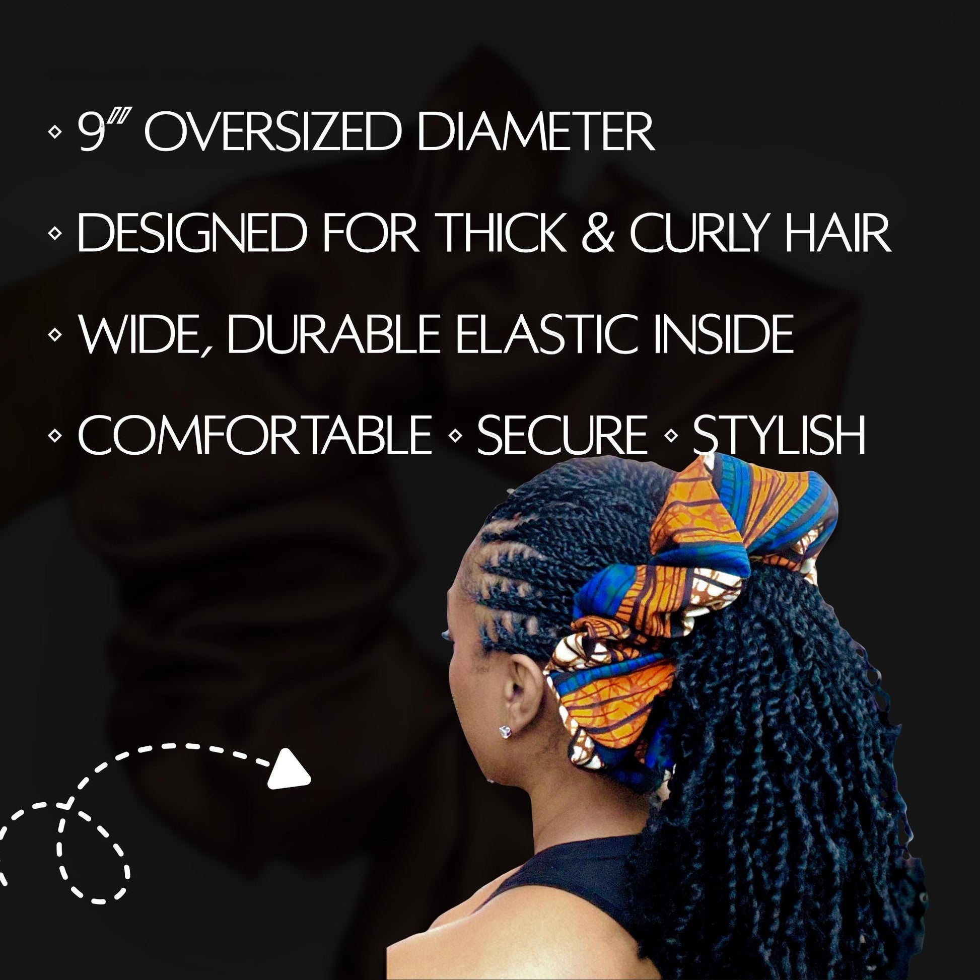 Oversized Ankara Scrunchie, Jumbo African Print Elastic Hair Tie, Afro Boho Print Statement Hair Accessories, Barrette
