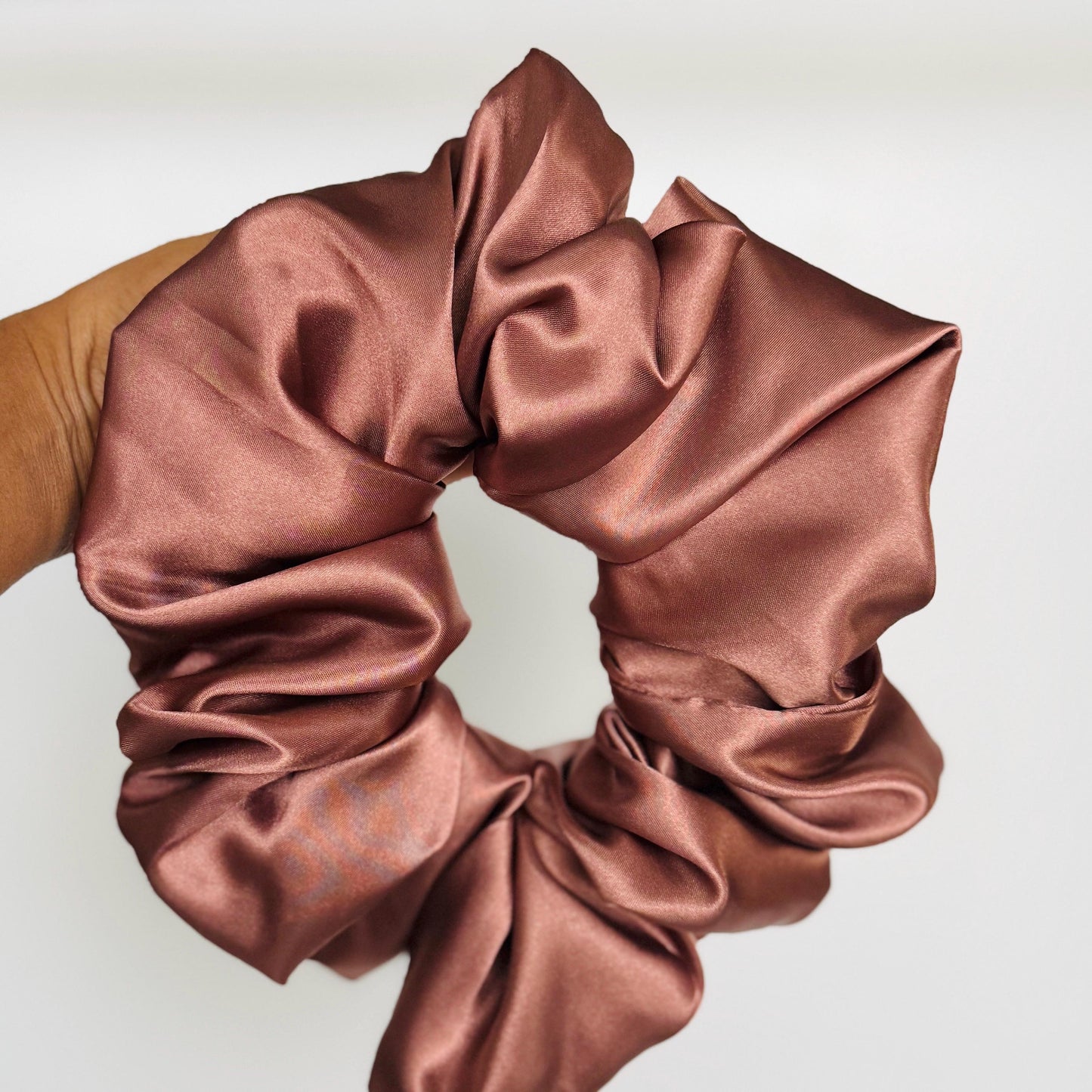 Oversized Satin Scrunchie, Jumbo Elastic Hair Tie, Black Champagne Silky Statement Hair Accessories, Barrette, Mod Style, Retro Fashion