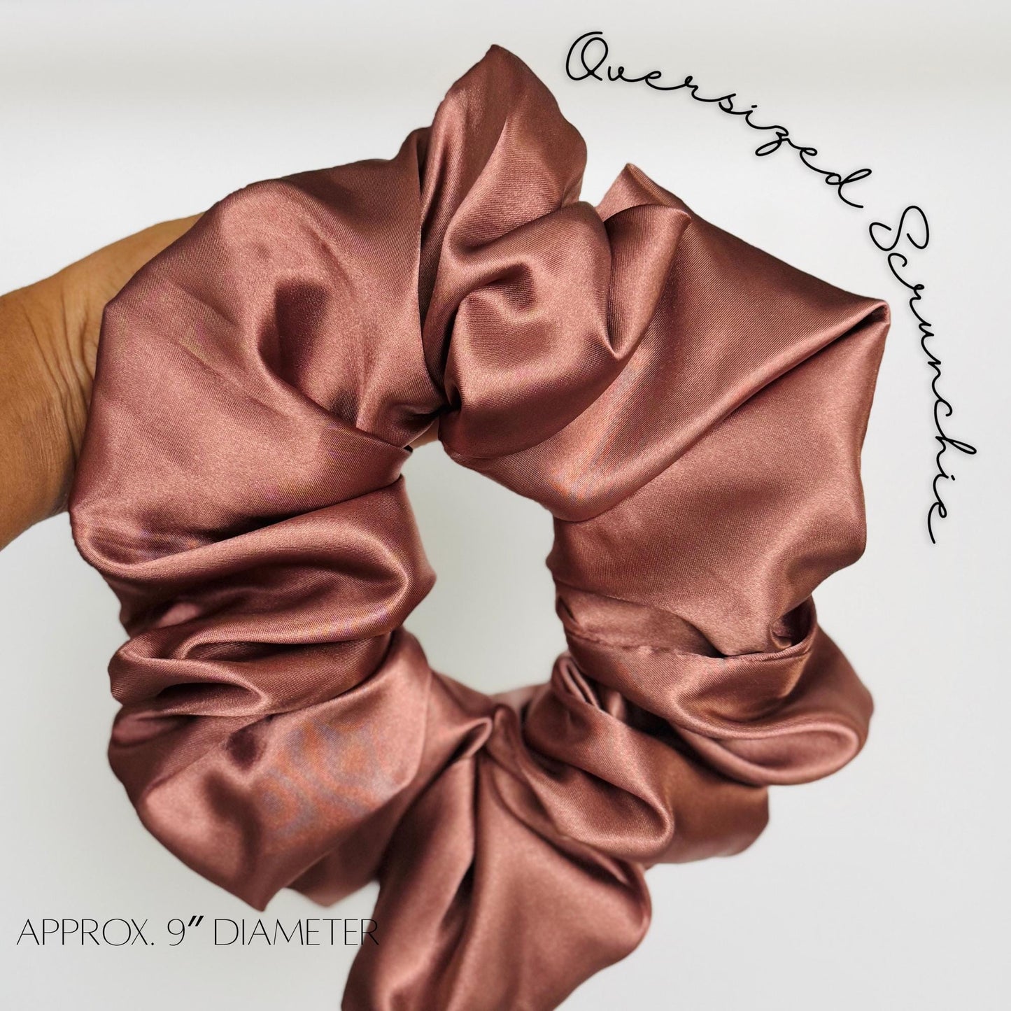 Oversized Satin Scrunchie, Jumbo Elastic Hair Tie, Black Champagne Silky Statement Hair Accessories, Barrette, Mod Style, Retro Fashion