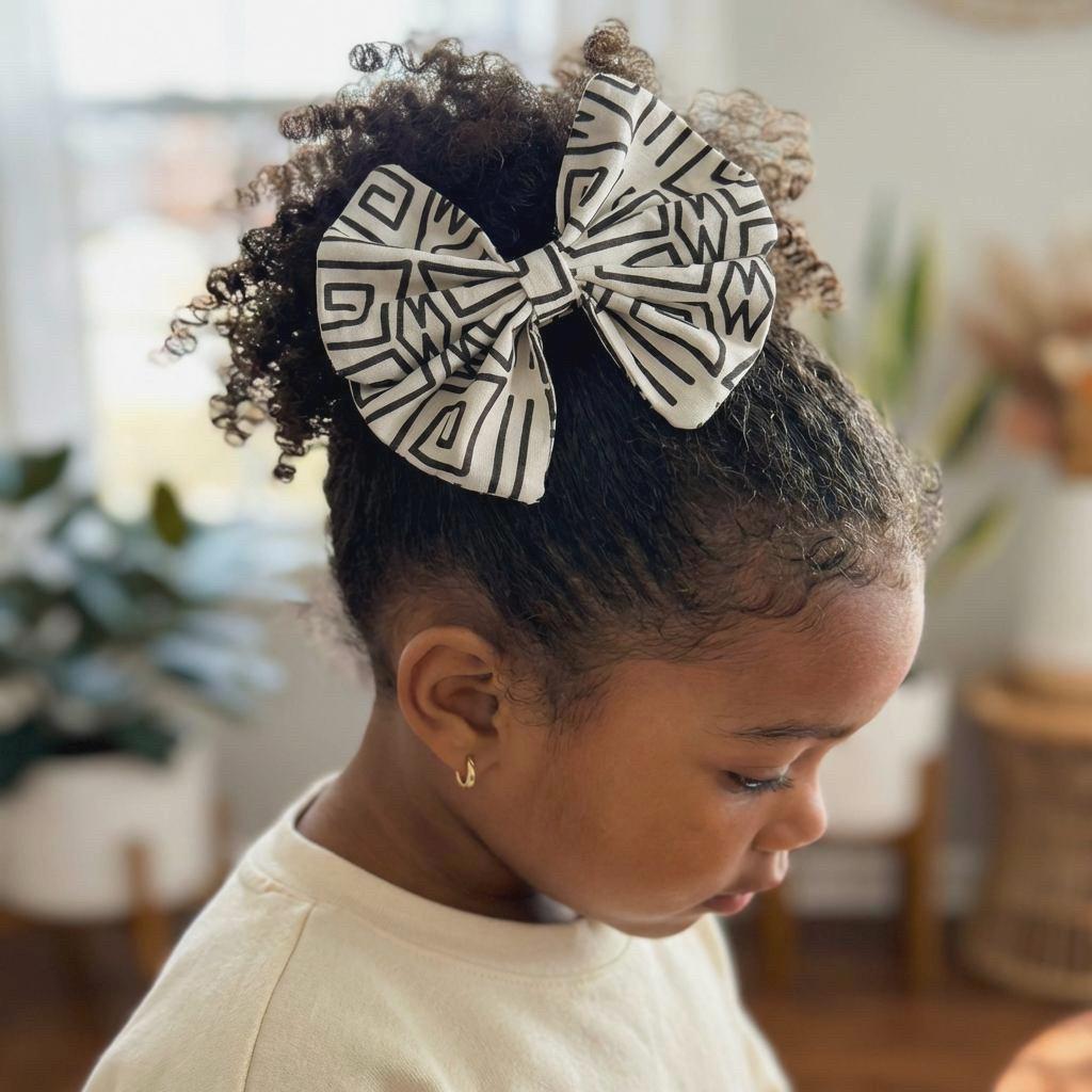 Large Pinwheel Hair Bow, Statement Bow, Boho Tribal Print Hair Clip, Barrette Hair Piece For Girls