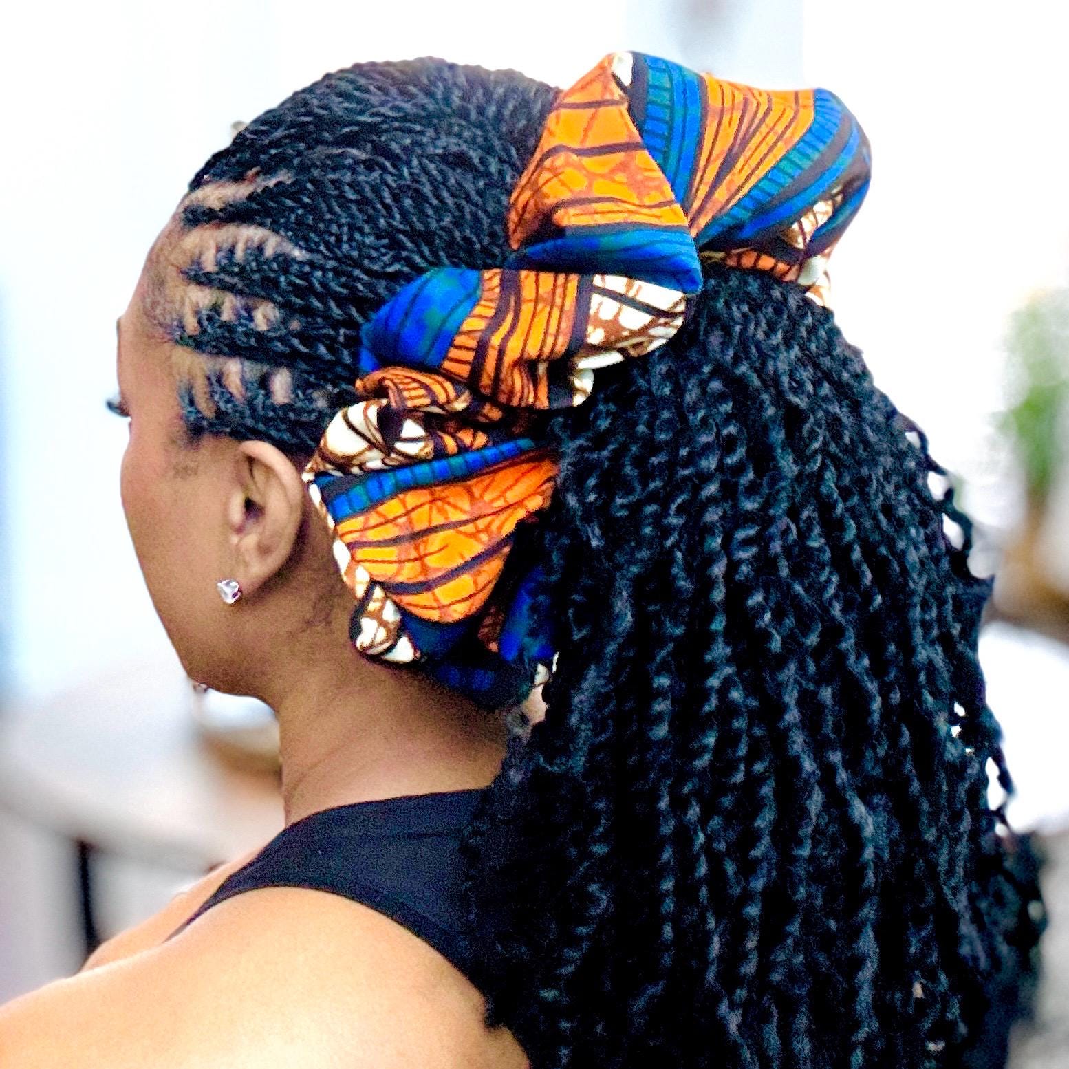 Oversized Ankara Scrunchie, Jumbo African Print Elastic Hair Tie, Afro Boho Print Statement Hair Accessories, Barrette