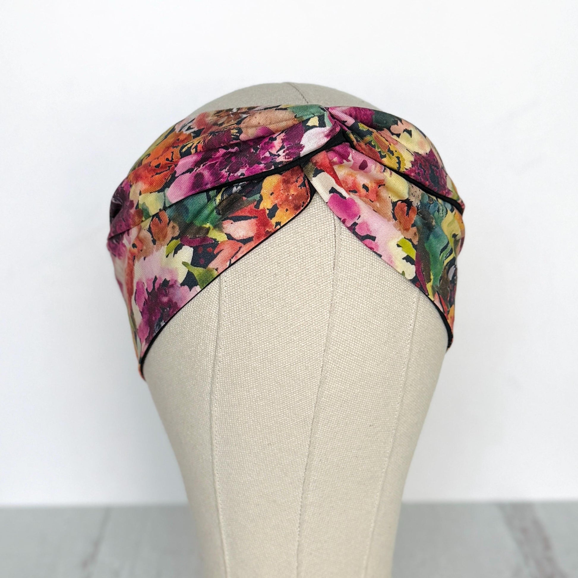 Mini Adjustable Reversible Floral Print Wire Head Wrap, Pink Purple Green Fabric Wired Headband, Women Head Scarf, Hair Accessories