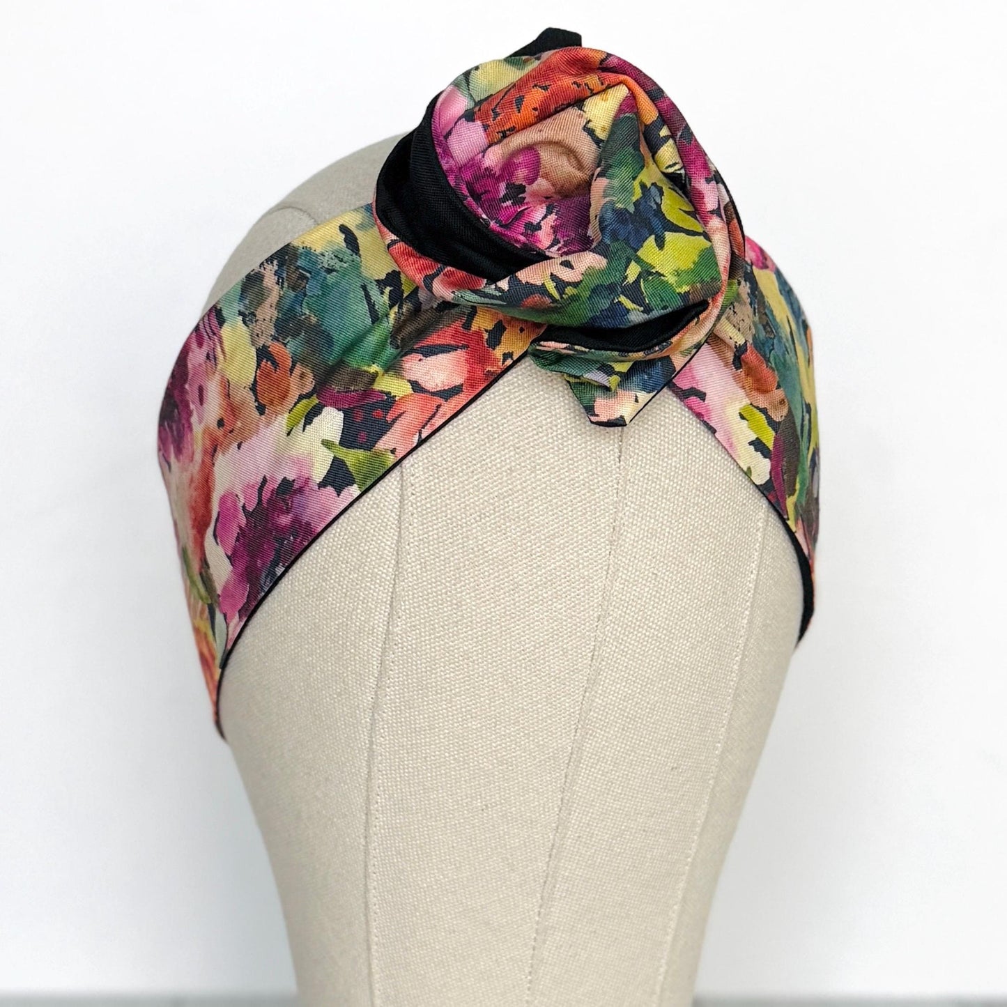 Mini Adjustable Reversible Floral Print Wire Head Wrap, Pink Purple Green Fabric Wired Headband, Women Head Scarf, Hair Accessories
