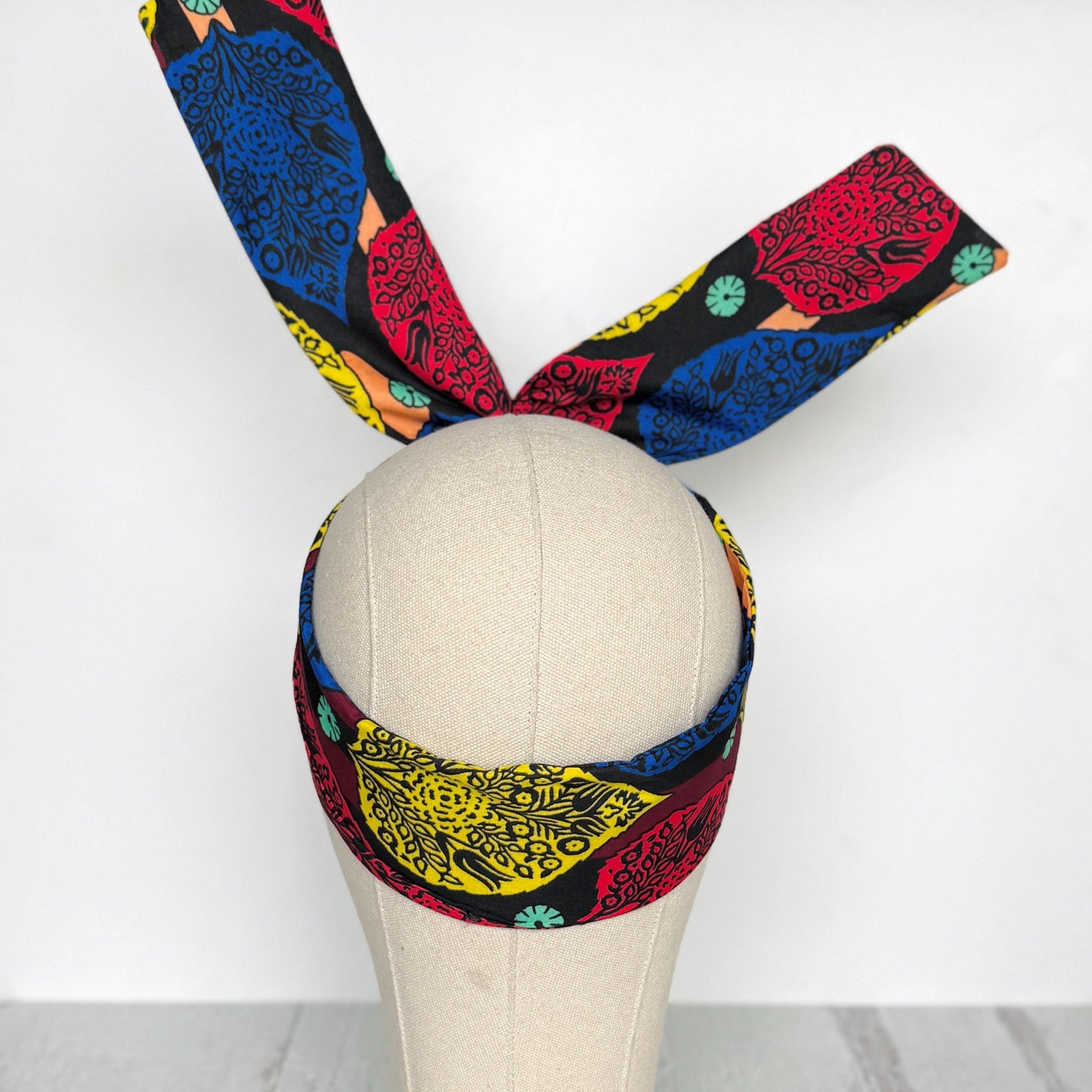 Mini Adjustable Reversible Ankara Wire Head Wrap, Red Yellow African Print Wired Headband, Fabric Head Wrap, Women Hair Scarf, Accessories