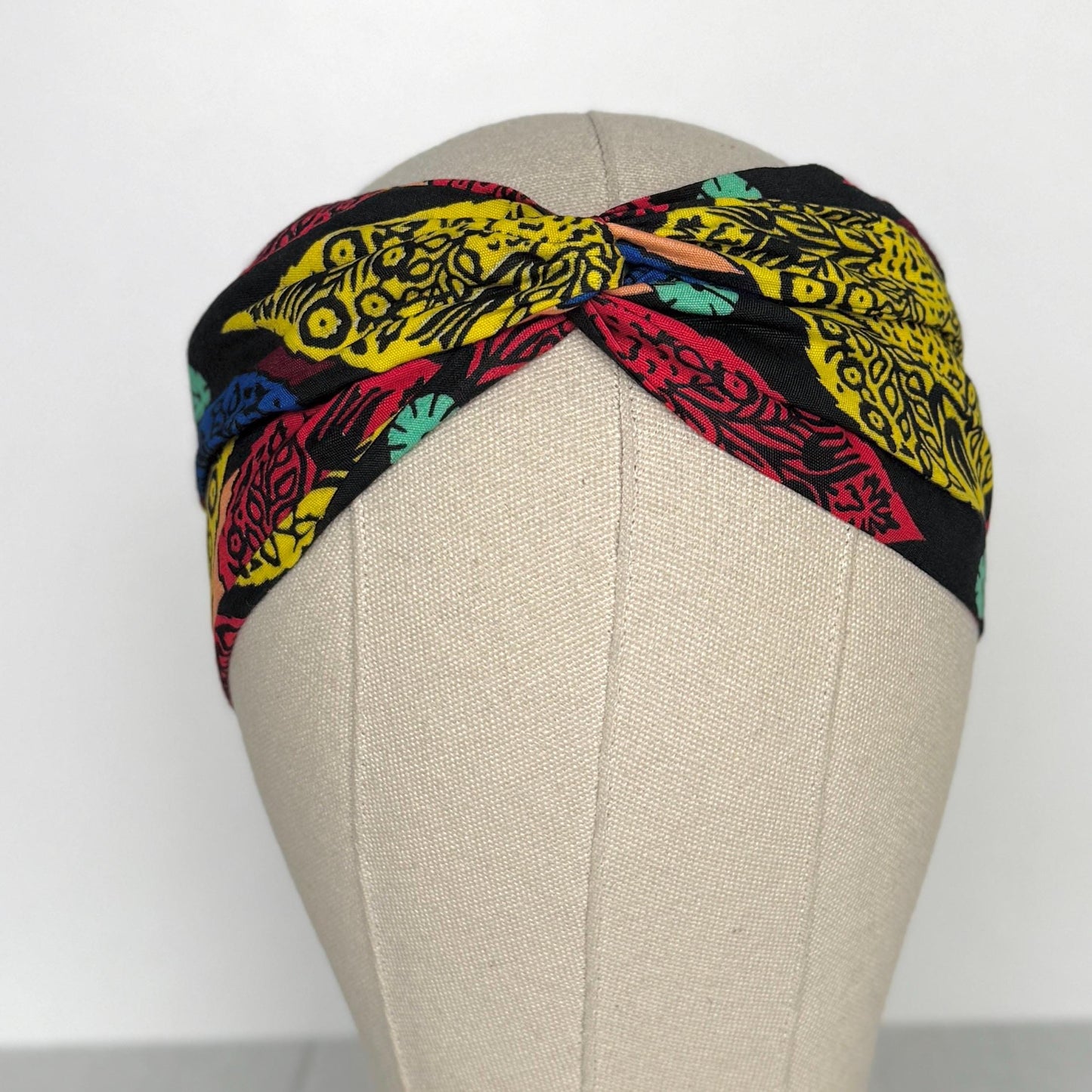 Mini Adjustable Reversible Ankara Wire Head Wrap, Red Yellow African Print Wired Headband, Fabric Head Wrap, Women Hair Scarf, Accessories