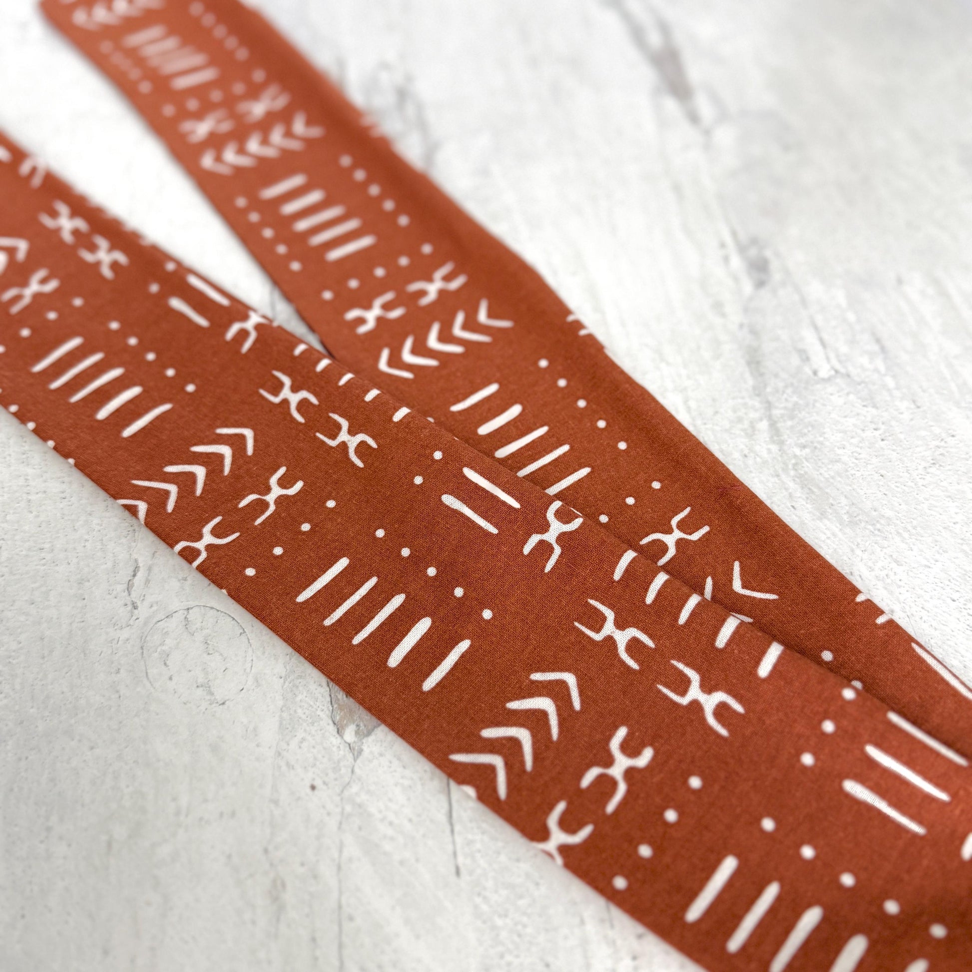 Mini Adjustable Wire Head Wrap, Burnt Orange Tribal Print Wired Headband, Bendable Fabric Head Wrap, Women Head Scarf, Hair Accessories