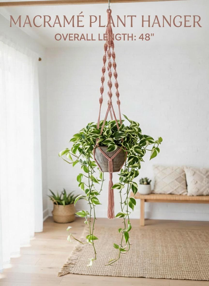 Macrame Plant Hanger, Indoor Planter, Hanging Plant Pot