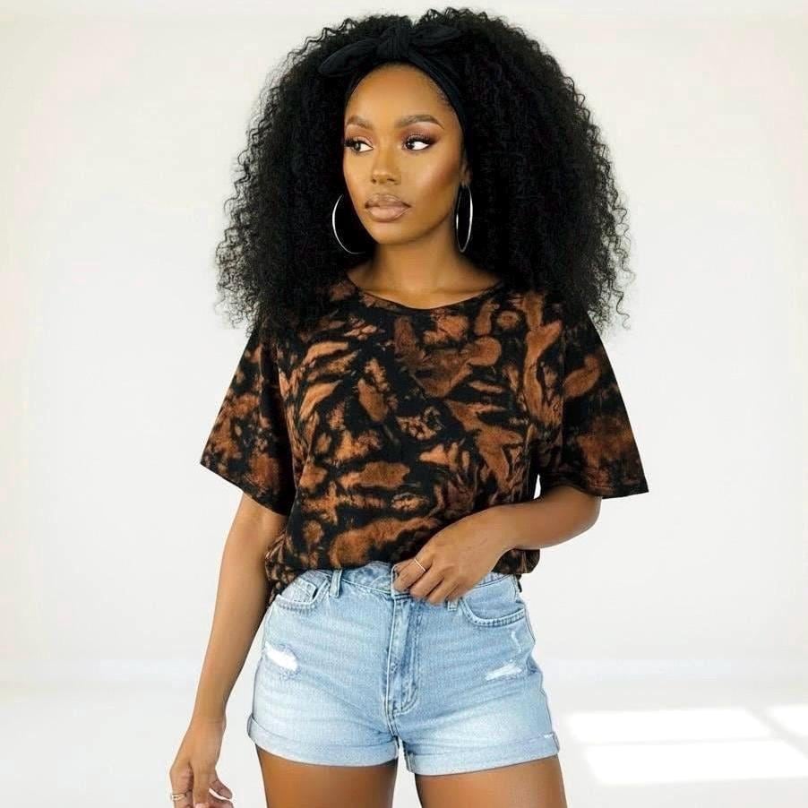 Tie Dye Off Shoulder Shirt, Oversized Slouchy Tee, Brown Black Hand Dyed Tie Dye Shirt, Boho Lounge Shirt, L XL 2XL Unisex Tee