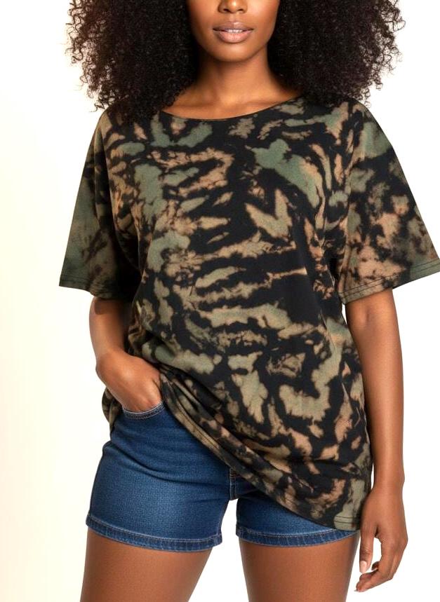 Tie Dye Off Shoulder Shirt, Oversized Slouchy Tee, Green Black Hand Dyed Tie Dye Shirt, Boho Lounge Shirt, L XL 2XL Unisex Tee