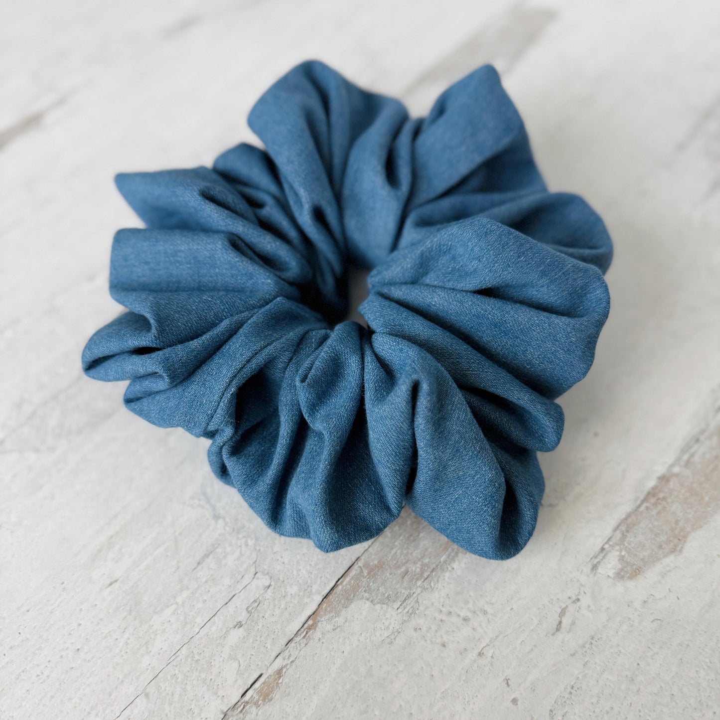 Oversized Denim Scrunchie XL, Jumbo Statement Scrunchie, 8 Inch Scrunchie for Thick & Curly Hair, Large Denim Hair Tie, Barrette