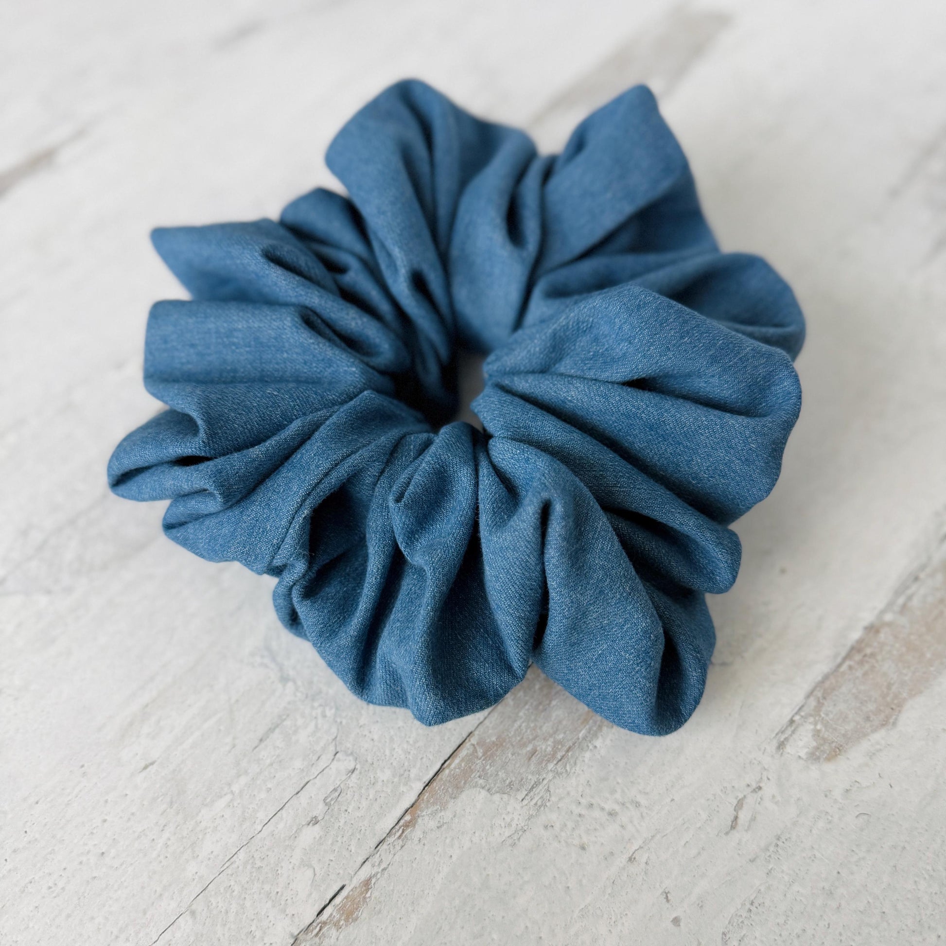 Oversized Denim Scrunchie XL, Jumbo Statement Scrunchie, 8 Inch Scrunchie for Thick & Curly Hair, Large Denim Hair Tie, Barrette