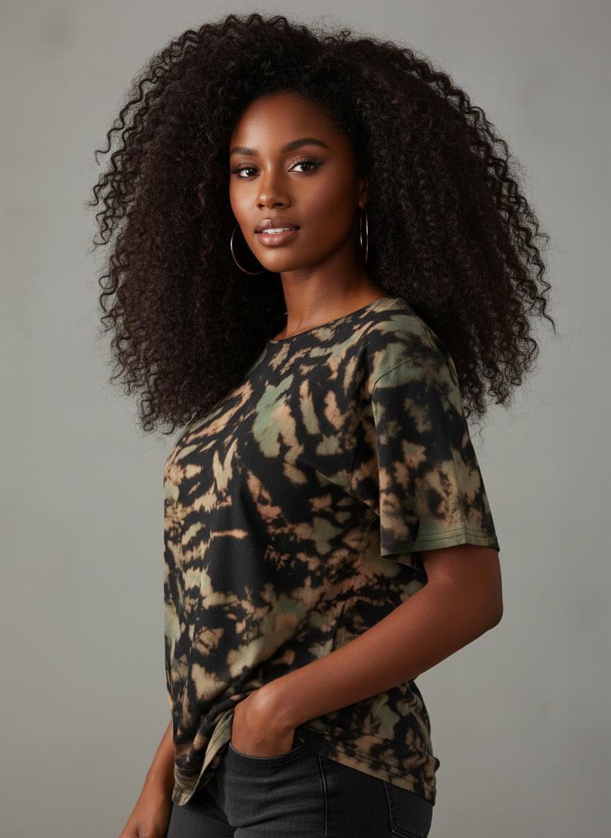 Tie Dye Off Shoulder Shirt, Oversized Slouchy Tee, Green Black Hand Dyed Tie Dye Shirt, Boho Lounge Shirt, L XL 2XL Unisex Tee
