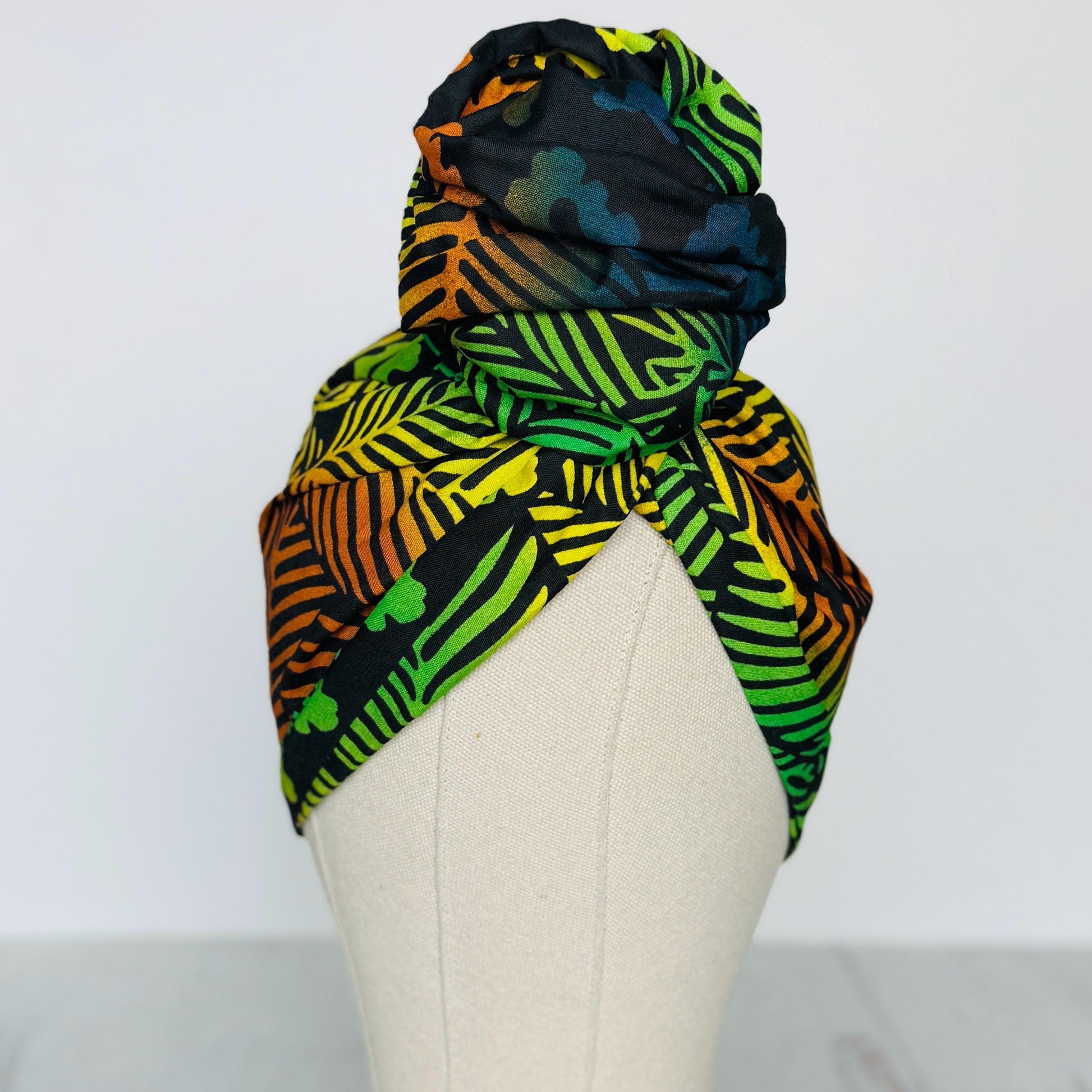 Full Turban Tropical Wired Head Wrap | Double Wire Headband | No-Tie Headwrap | Bold Summer Head Scarf | Afro Boho Hair Accessory