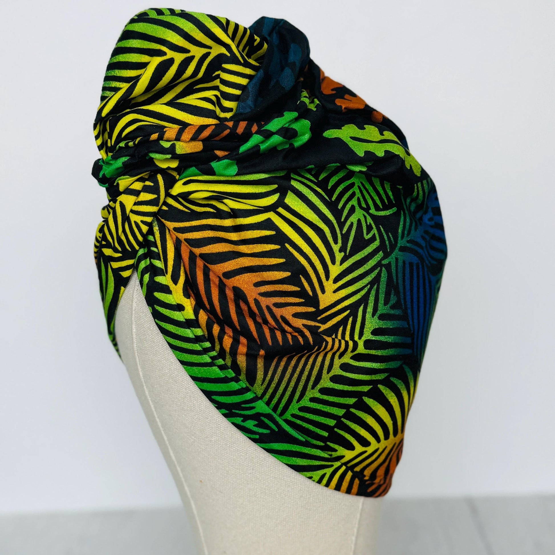 Full Turban Tropical Wired Head Wrap | Double Wire Headband | No-Tie Headwrap | Bold Summer Head Scarf | Afro Boho Hair Accessory