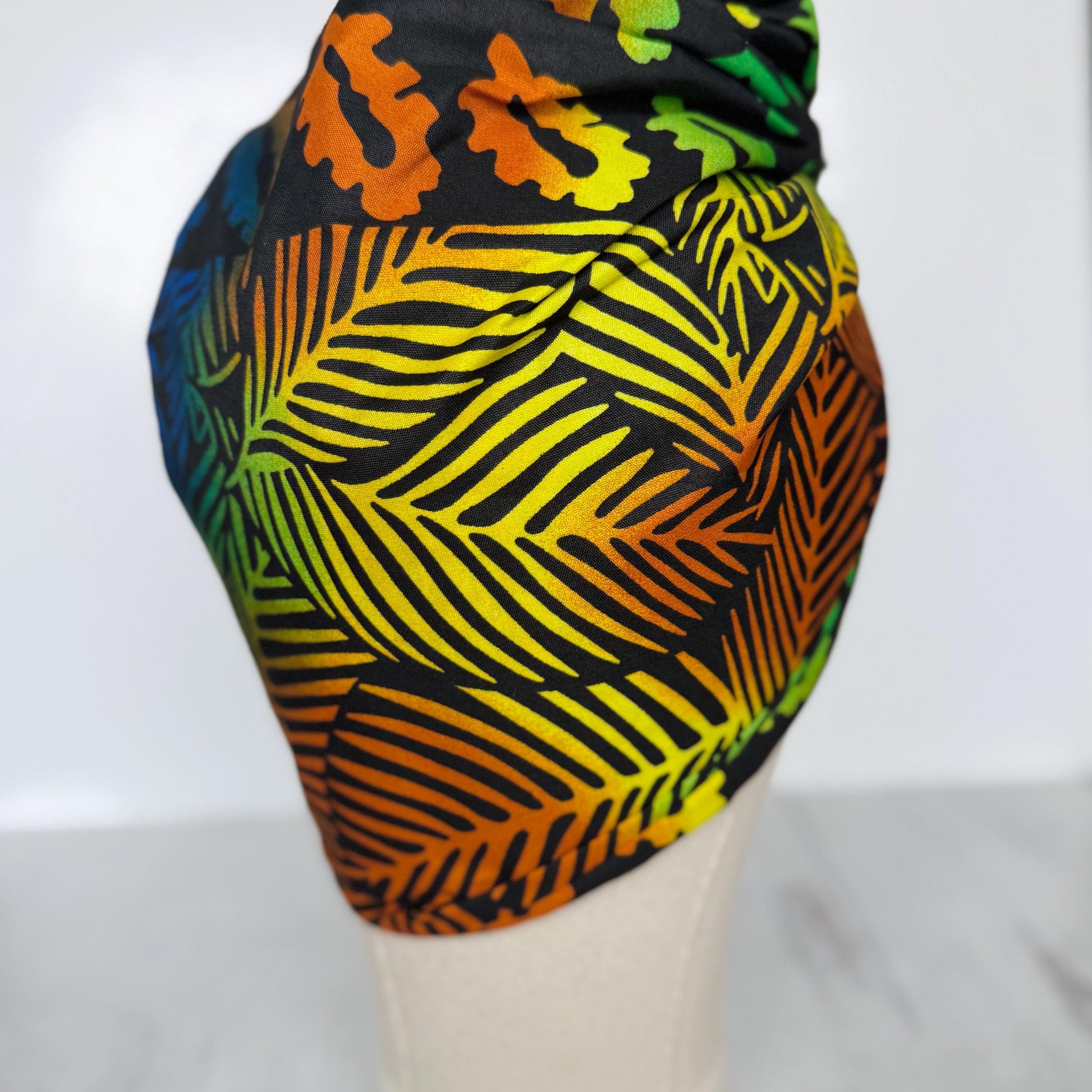 Full Turban Tropical Wired Head Wrap | Double Wire Headband | No-Tie Headwrap | Bold Summer Head Scarf | Afro Boho Hair Accessory
