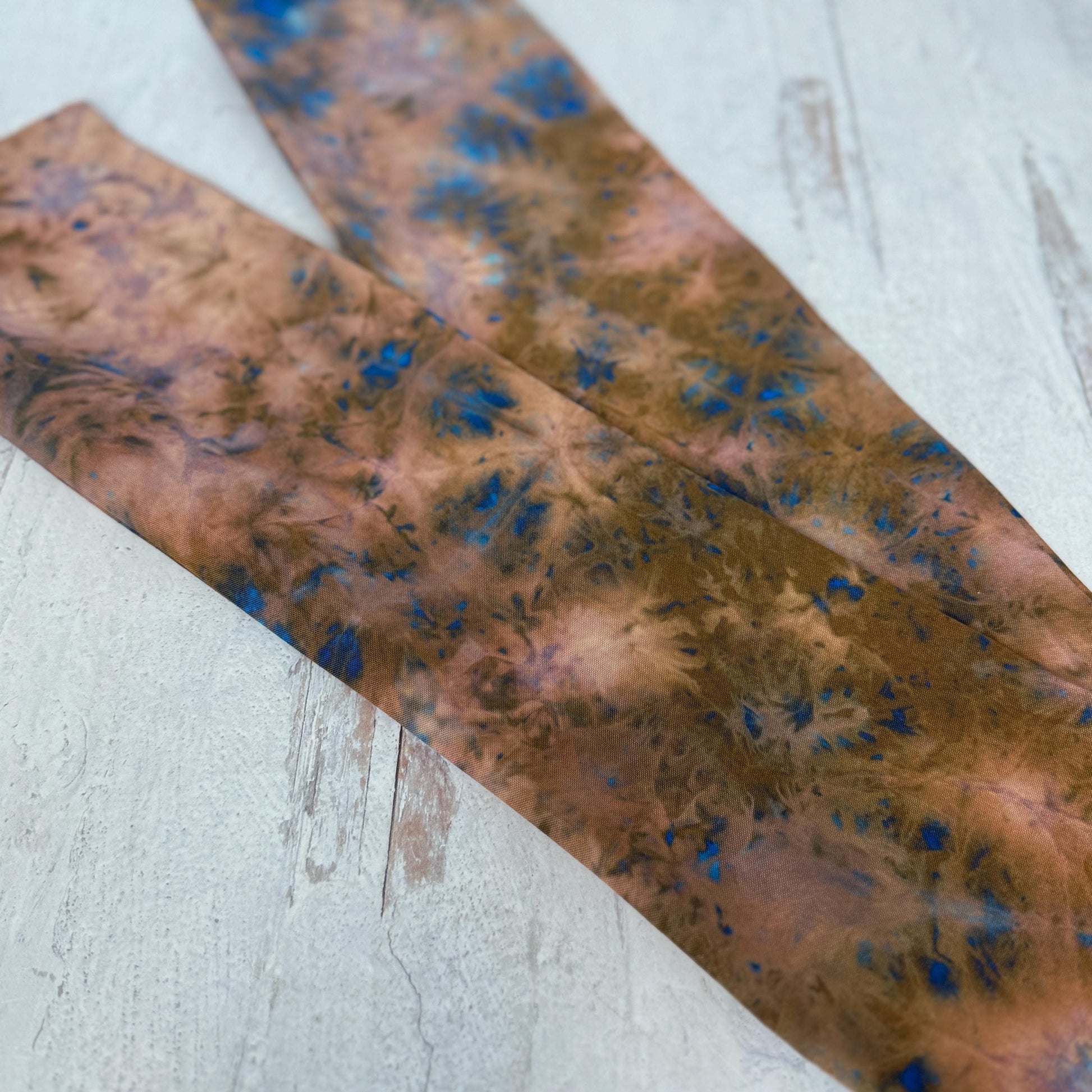Extra Wide Adjustable Wire Headband, Hand dyed Tie Dye Brown Beige Royal Blue Wired Headband Turban, Fabric Head Wrap, Hair Scarf
