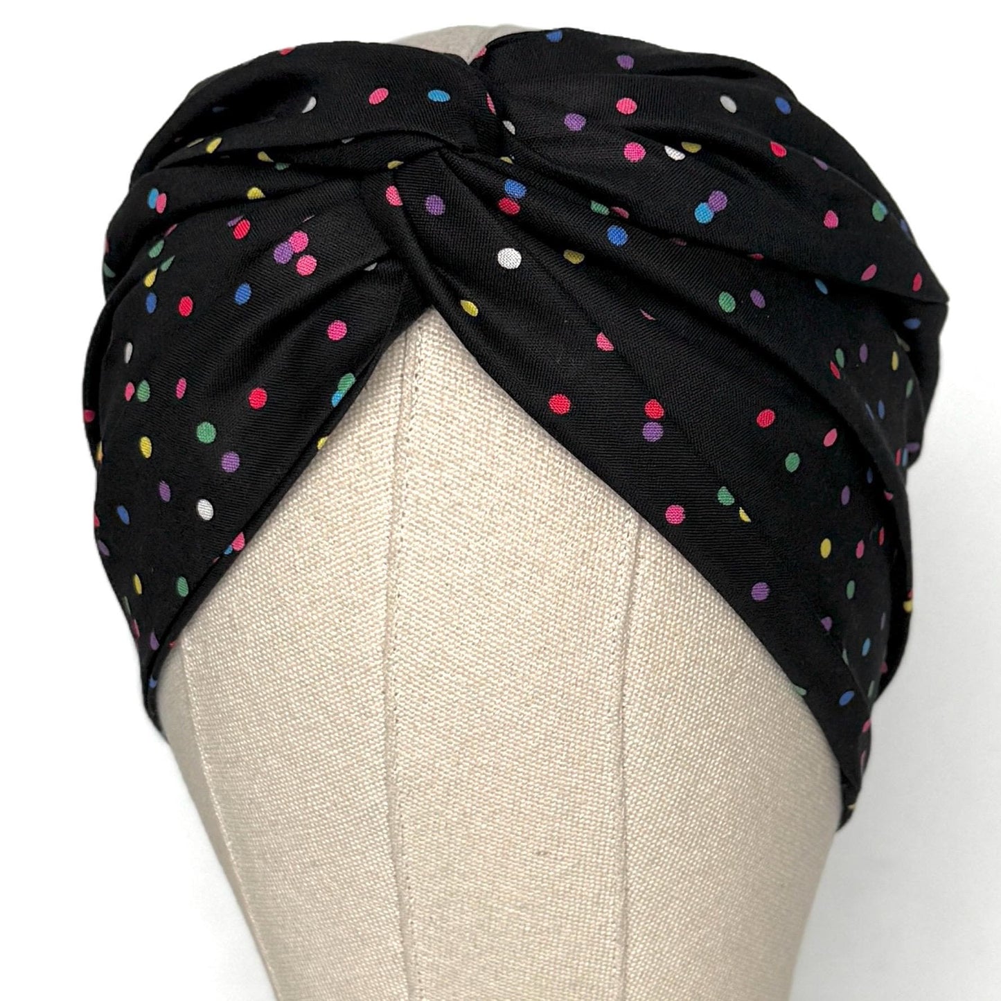 Extra Wide Adjustable Wire Headband, Black Multicolored Polka Dot Print Wired Headband, Bendable Head Wrap, Turban Accessories, Head Scarf