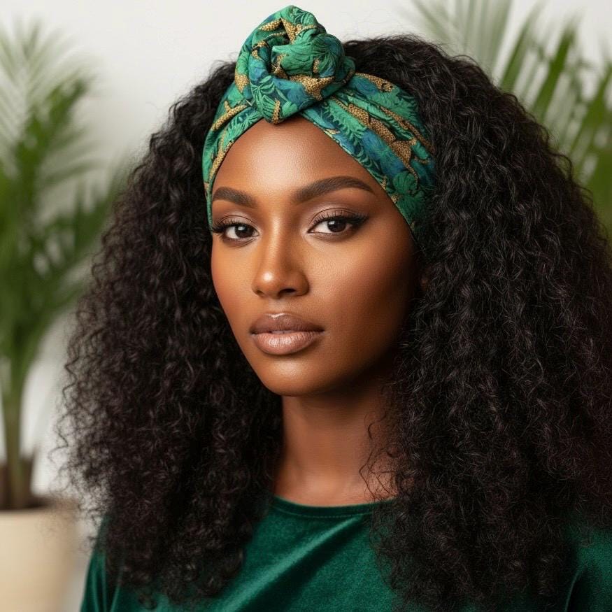 Extra Wide Adjustable Wire Headband, Tropical Leopard Print, Teal Gold, Boho Wired Headband, Fabric Head Wrap, Turban, Gift for Her, Scarf