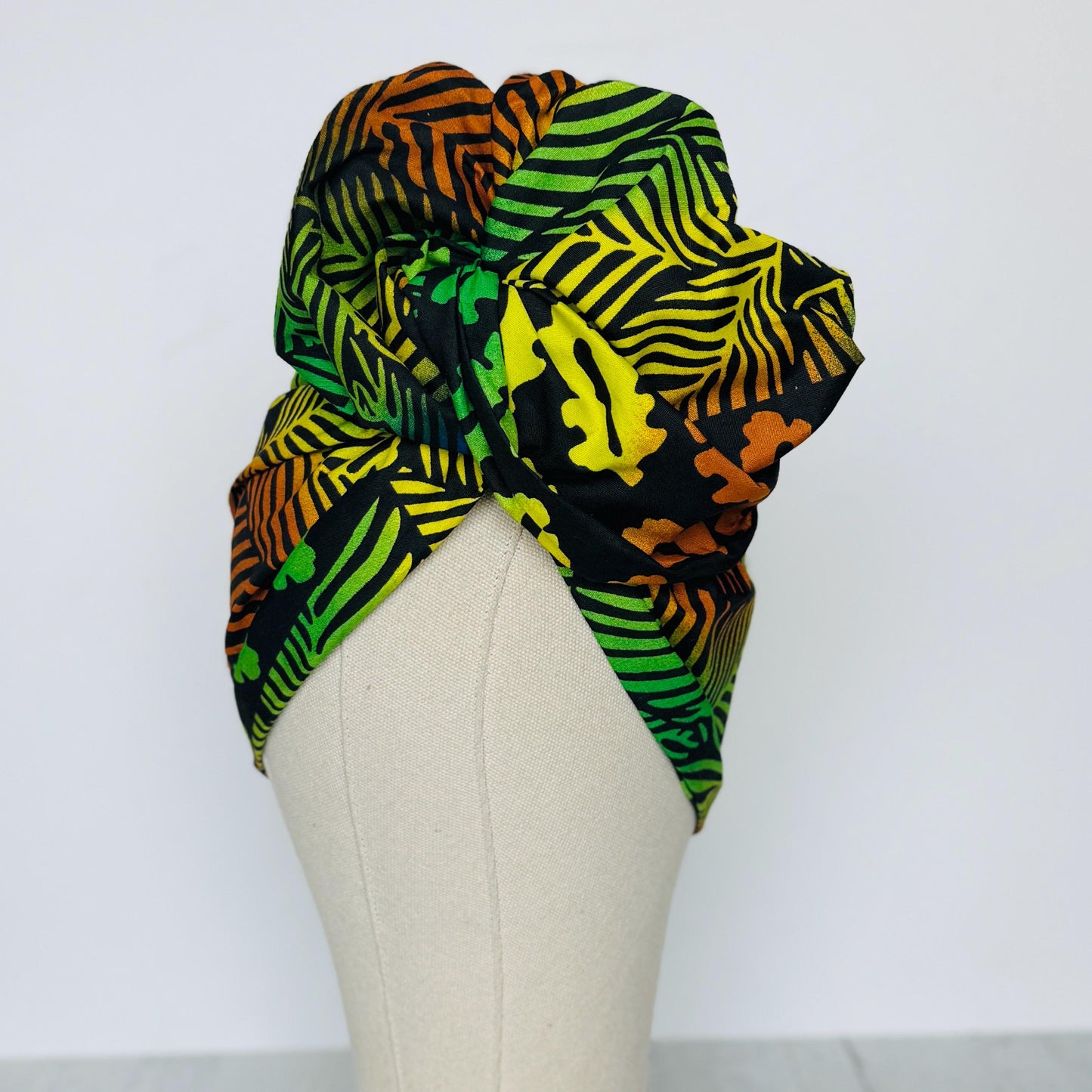 Full Turban Tropical Wired Head Wrap | Double Wire Headband | No-Tie Headwrap | Bold Summer Head Scarf | Afro Boho Hair Accessory