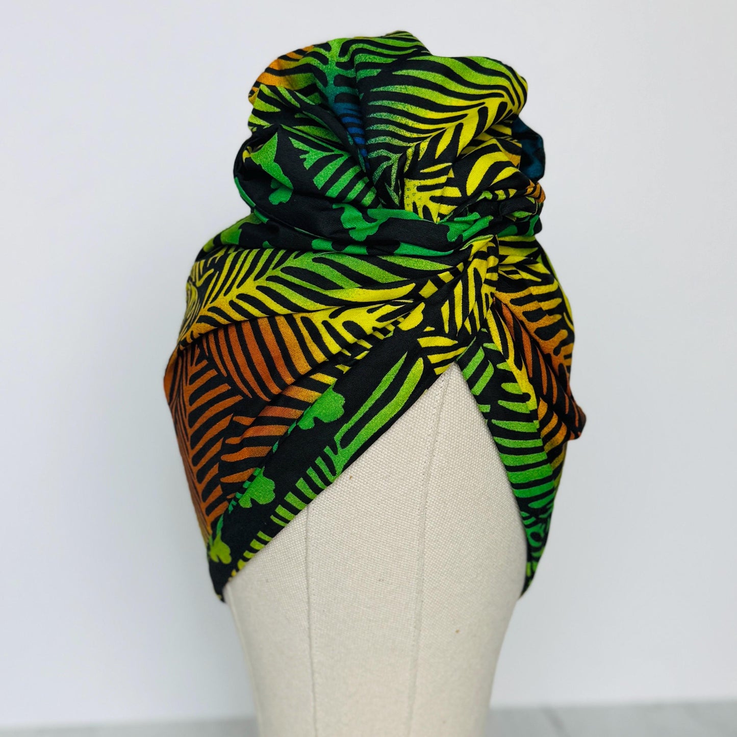 Full Turban Tropical Wired Head Wrap | Double Wire Headband | No-Tie Headwrap | Bold Summer Head Scarf | Afro Boho Hair Accessory